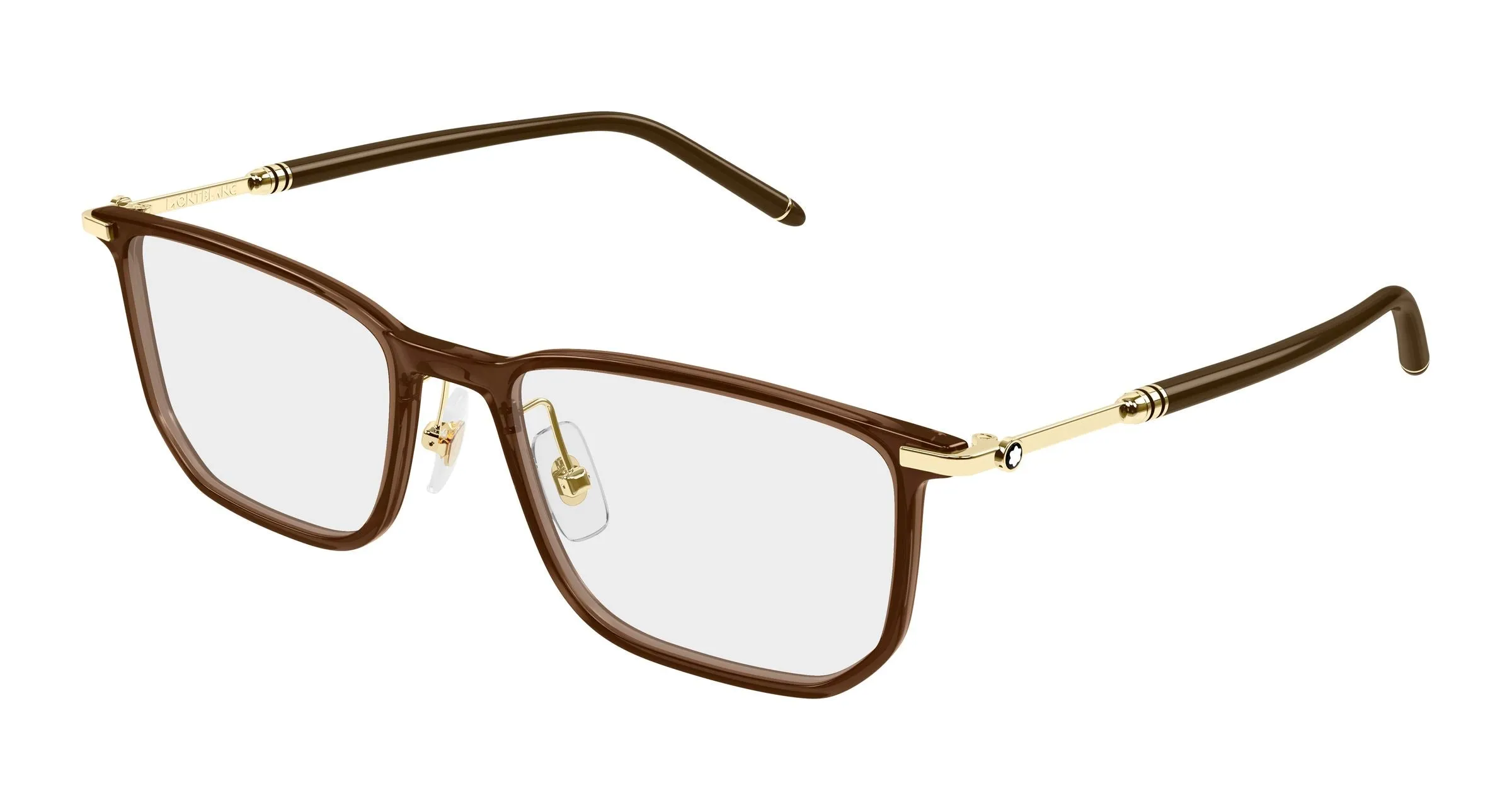Montblanc MB0523O 004 Montature da vista Iniettato Marrone Trasparente Squadrata - immagine 1