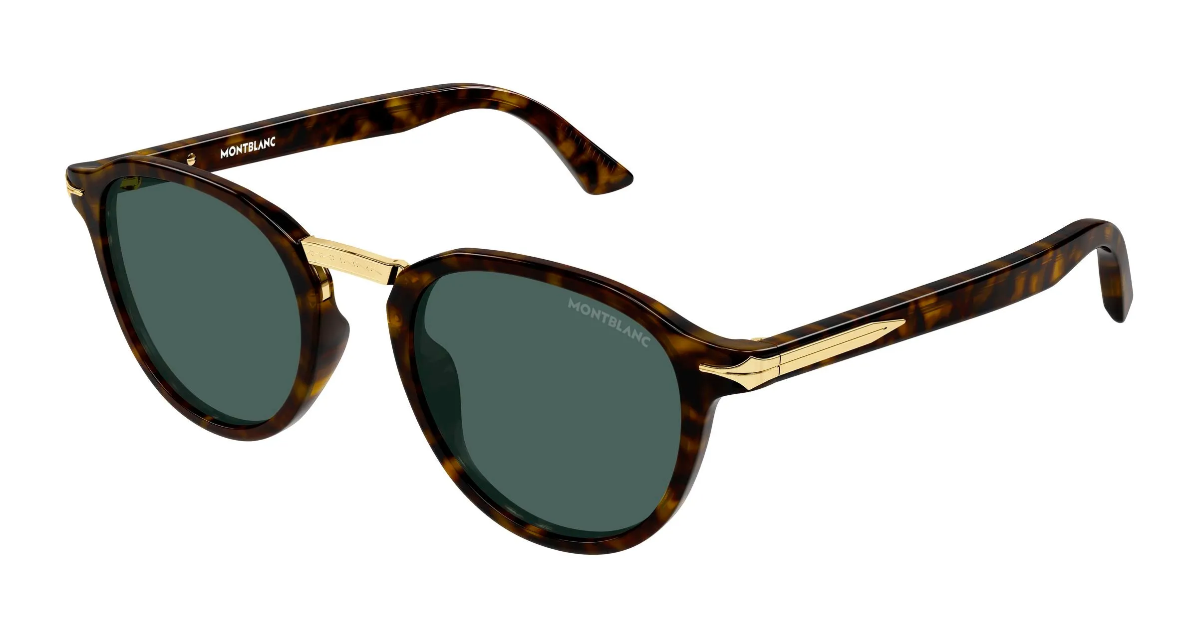Montblanc MB0515S 002 Occhiali da sole Acetato Havana Verde Rotonda - immagine 1