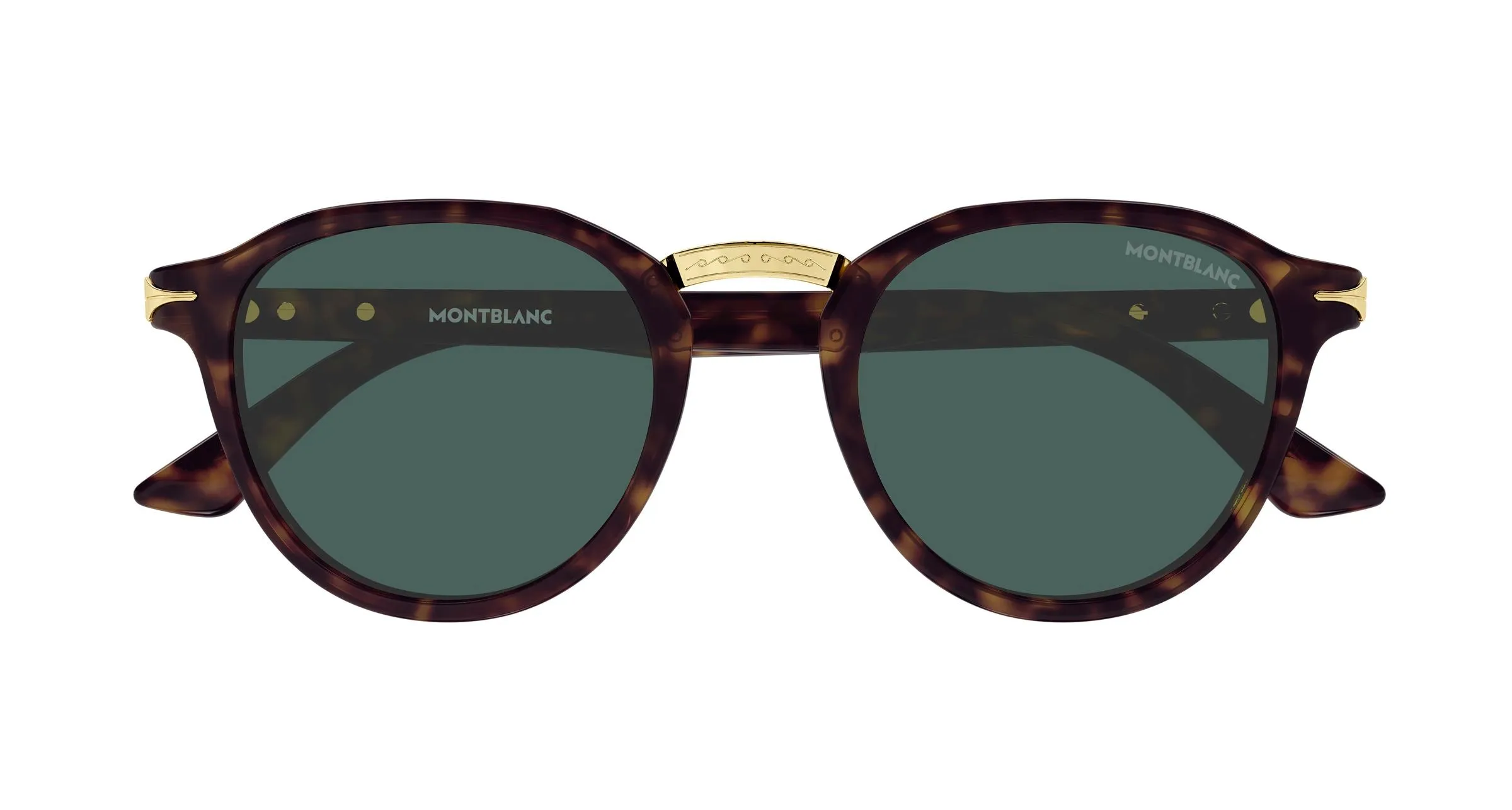 Montblanc MB0515S 002 Occhiali da sole Acetato Havana Verde Rotonda - immagine 2
