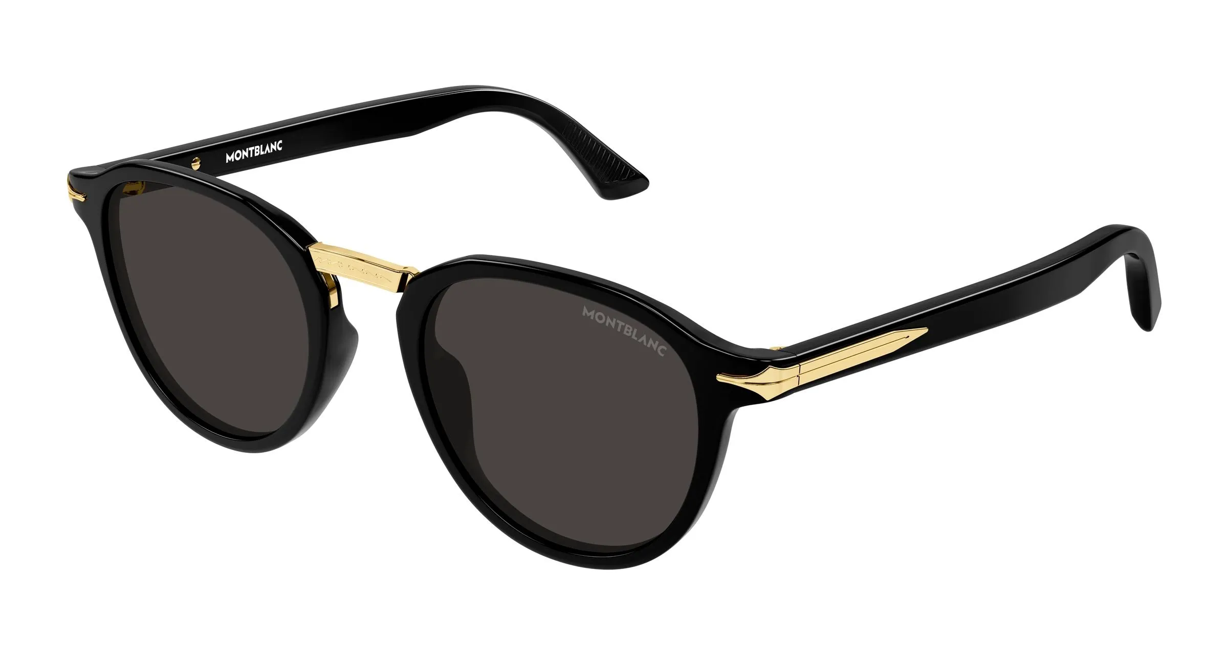 Montblanc MB0515S 001 Occhiali da sole Acetato Nero Grigio Rotonda - immagine 1