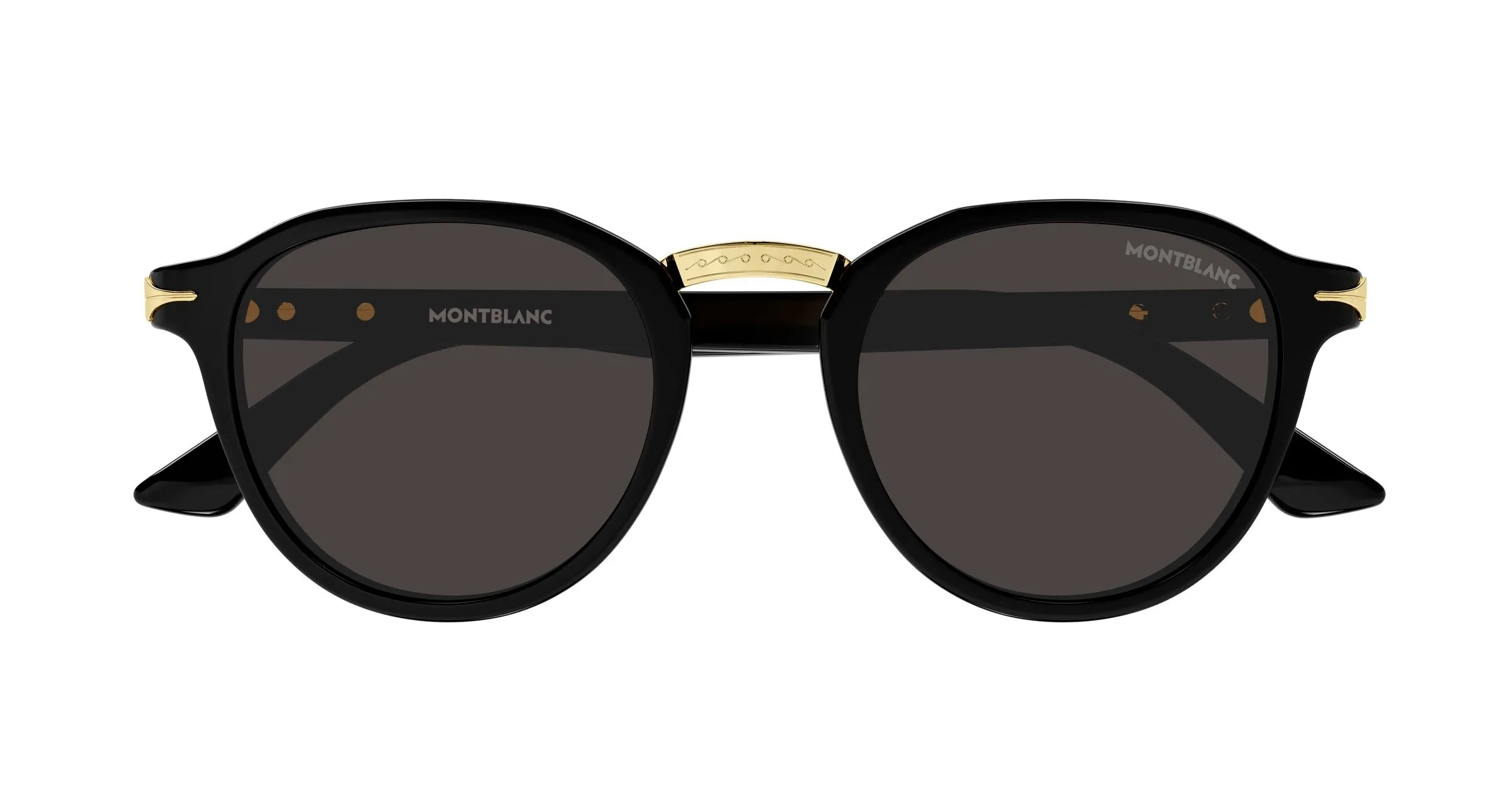 Montblanc MB0515S 001 Occhiali da sole Acetato Nero Grigio Rotonda - immagine 2