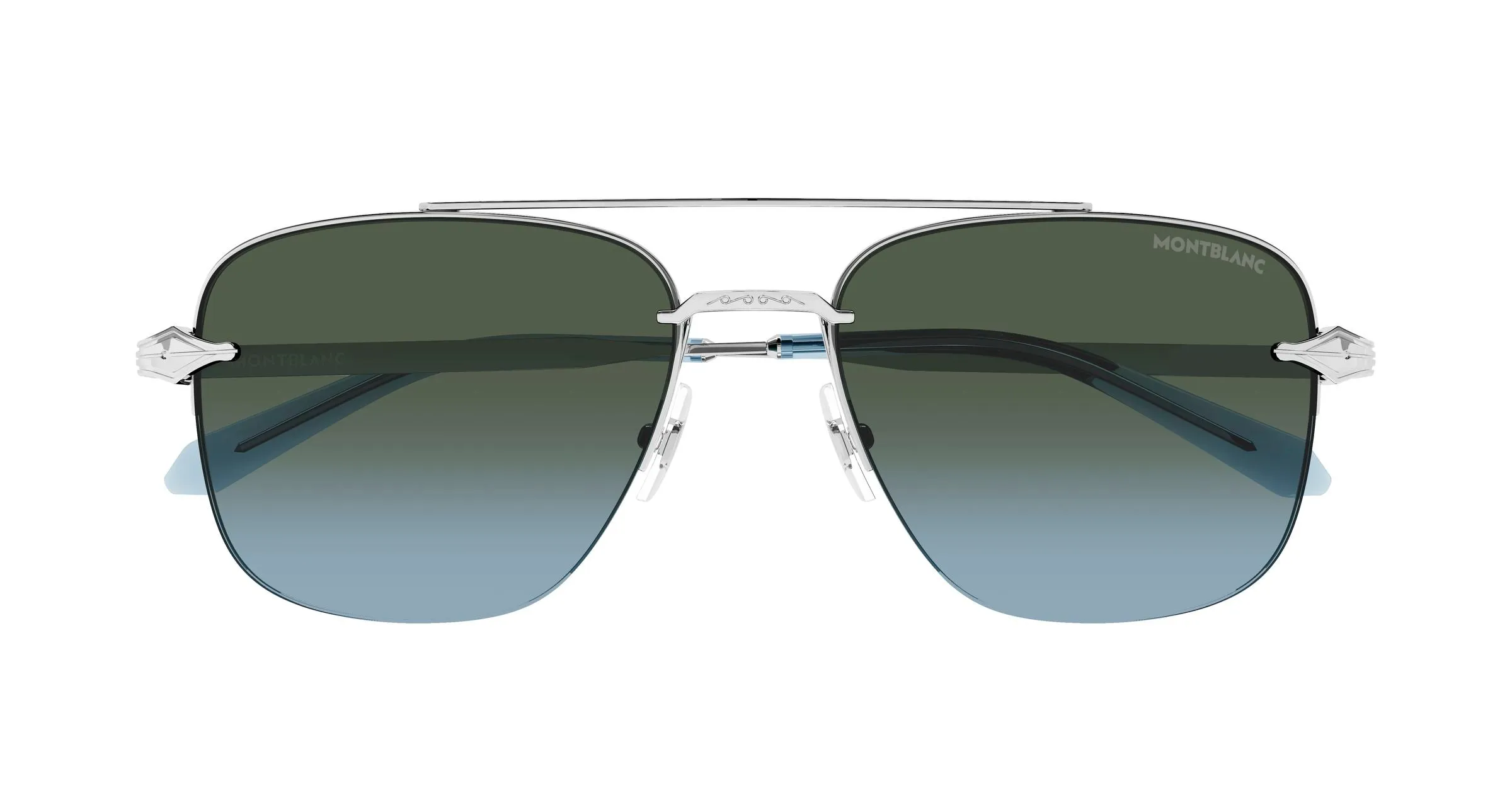 Montblanc MB0513S 003 Occhiali da sole Metallo Argento Verde Pilot Sfumato - immagine 2