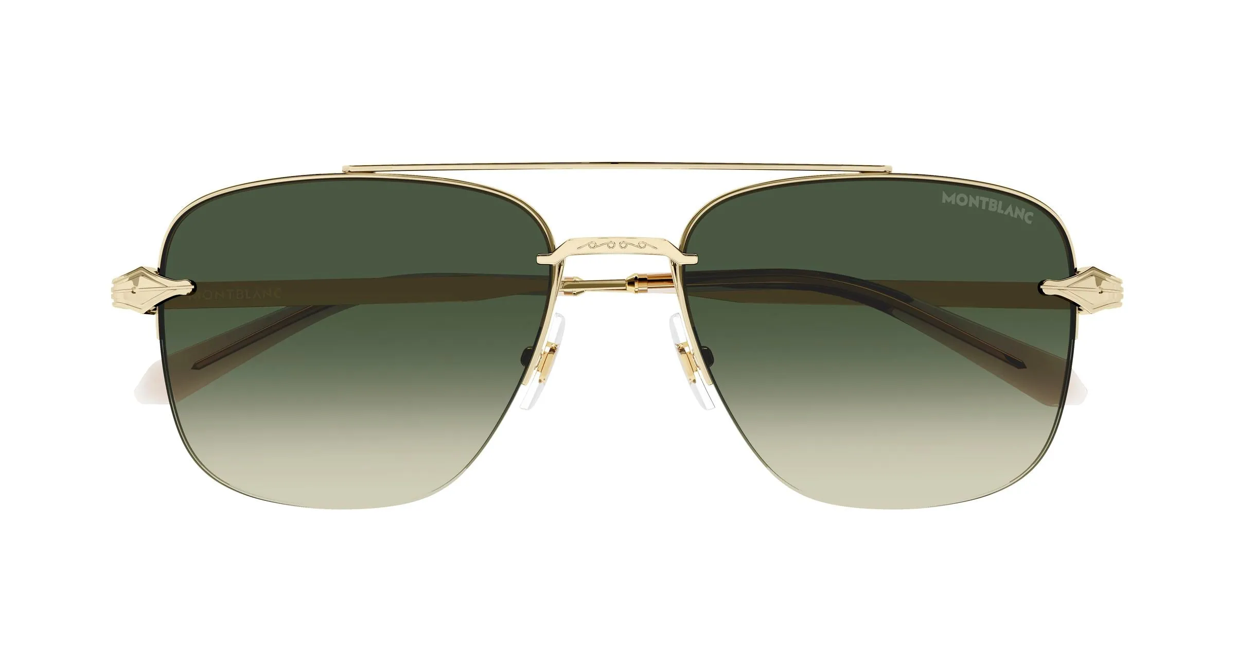 Montblanc MB0513S 002 Occhiali da sole Metallo Oro Verde Pilot Sfumato - immagine 2