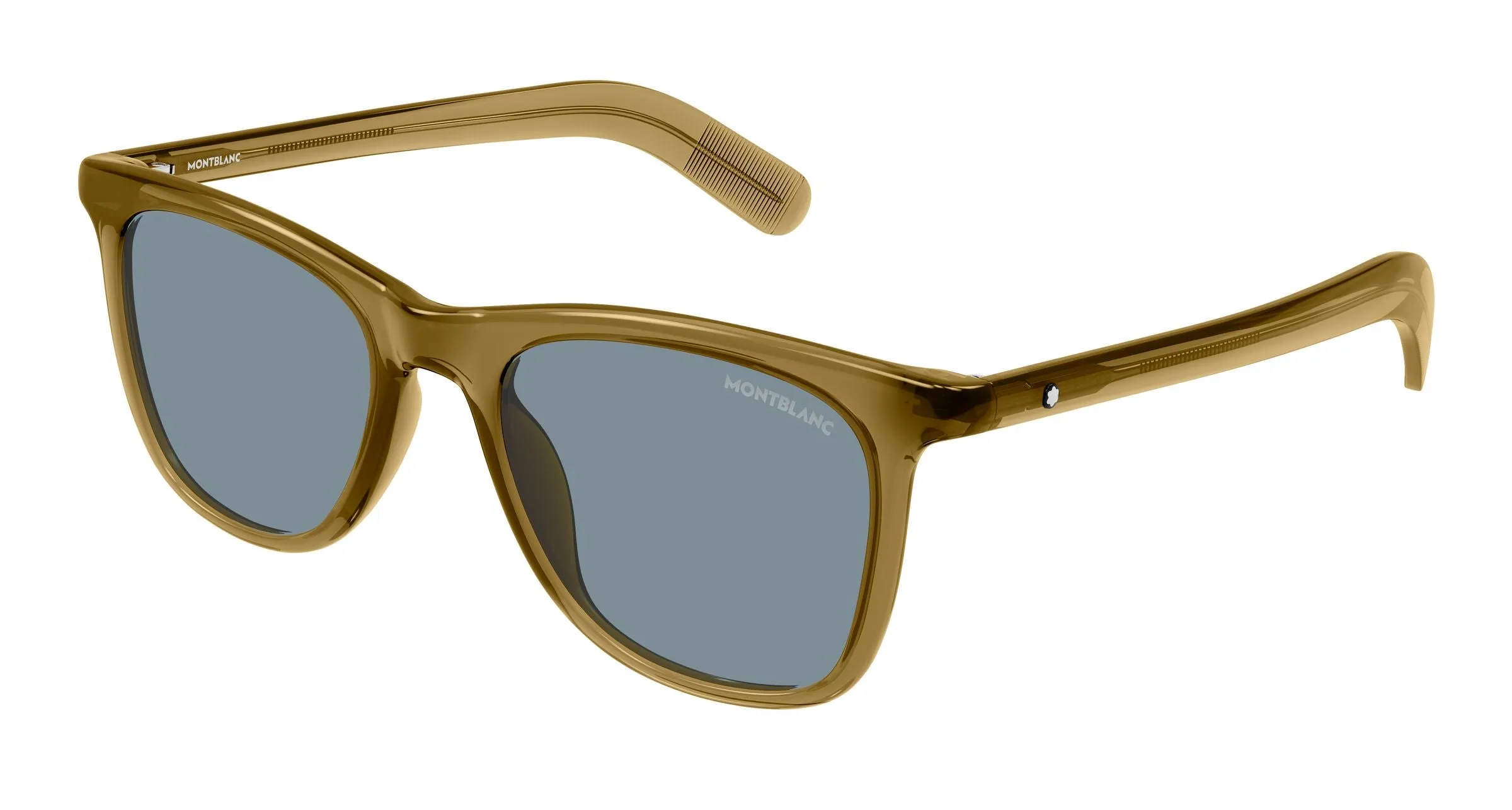 Montblanc MB0496S 005 Occhiali da sole Acetato Marrone Blu Squadrata Antiriflesso - immagine 1