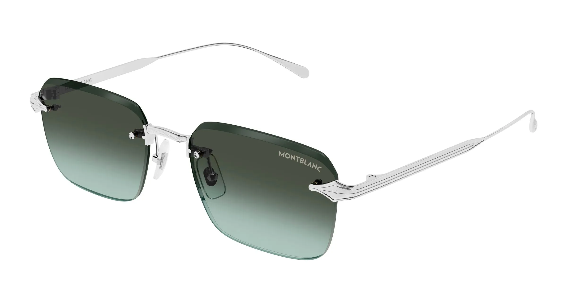 Montblanc MB0456S 005 Occhiali da sole Metallo Argento Verde Squadrata - immagine 1