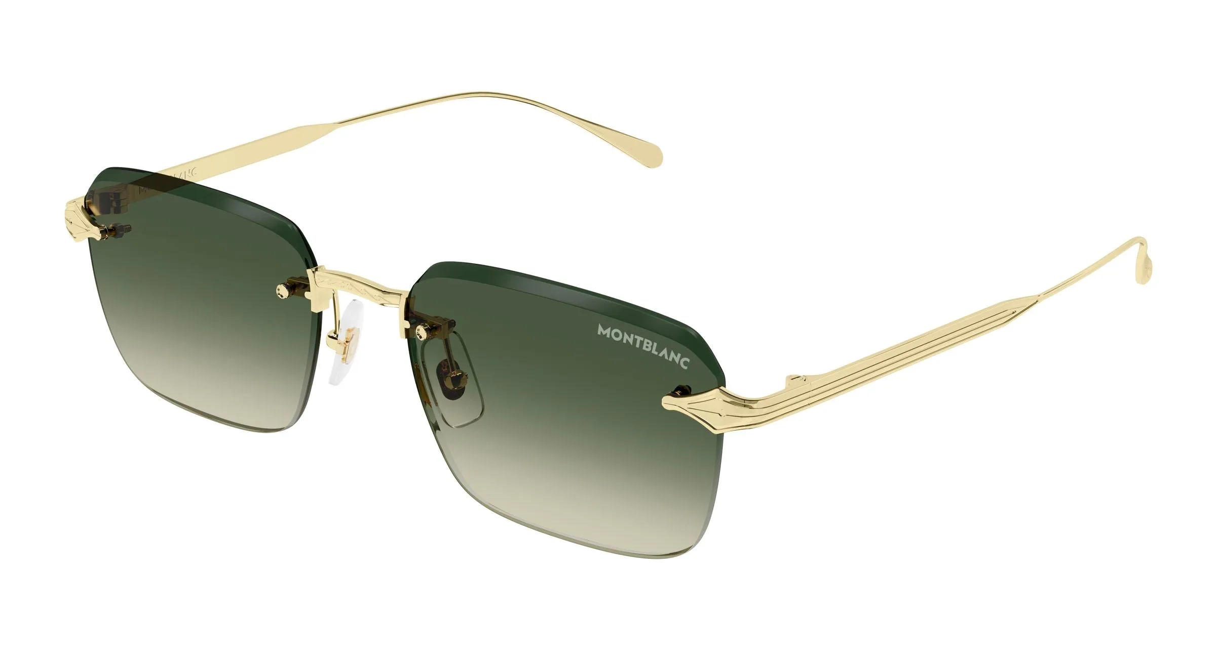 Montblanc MB0456S 004 Occhiali da sole Metallo Oro Verde Squadrata Sfumato - immagine 1