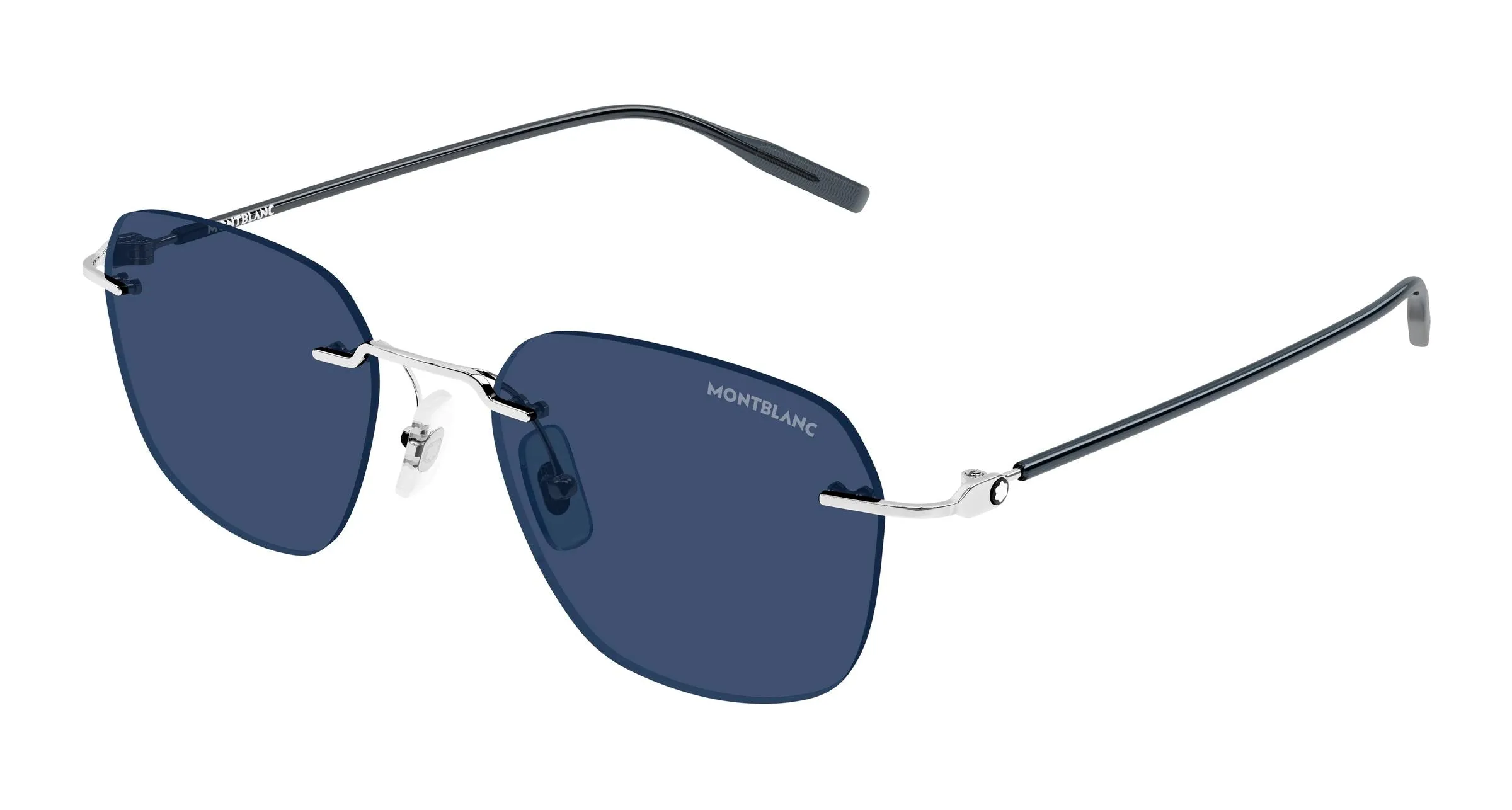 Montblanc MB0430S 003 Occhiali da sole Metallo Argento Blu Squadrata - immagine 1