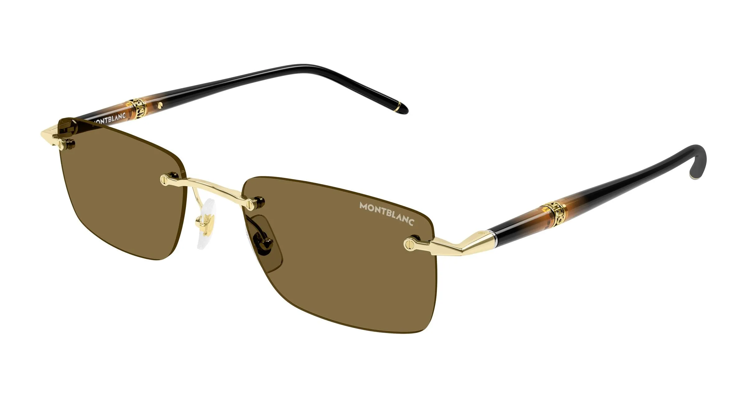 Montblanc MB0344S 013 Occhiali da sole Metallo Oro Marrone Squadrata - immagine 1