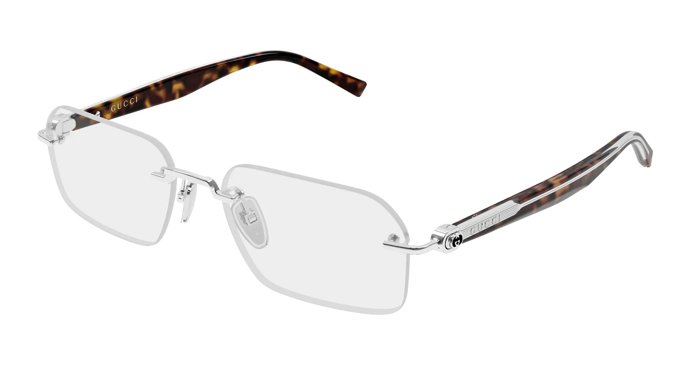 Gucci GG2260O 003 Montature da vista Metallo Argento Trasparente Squadrata - immagine 1