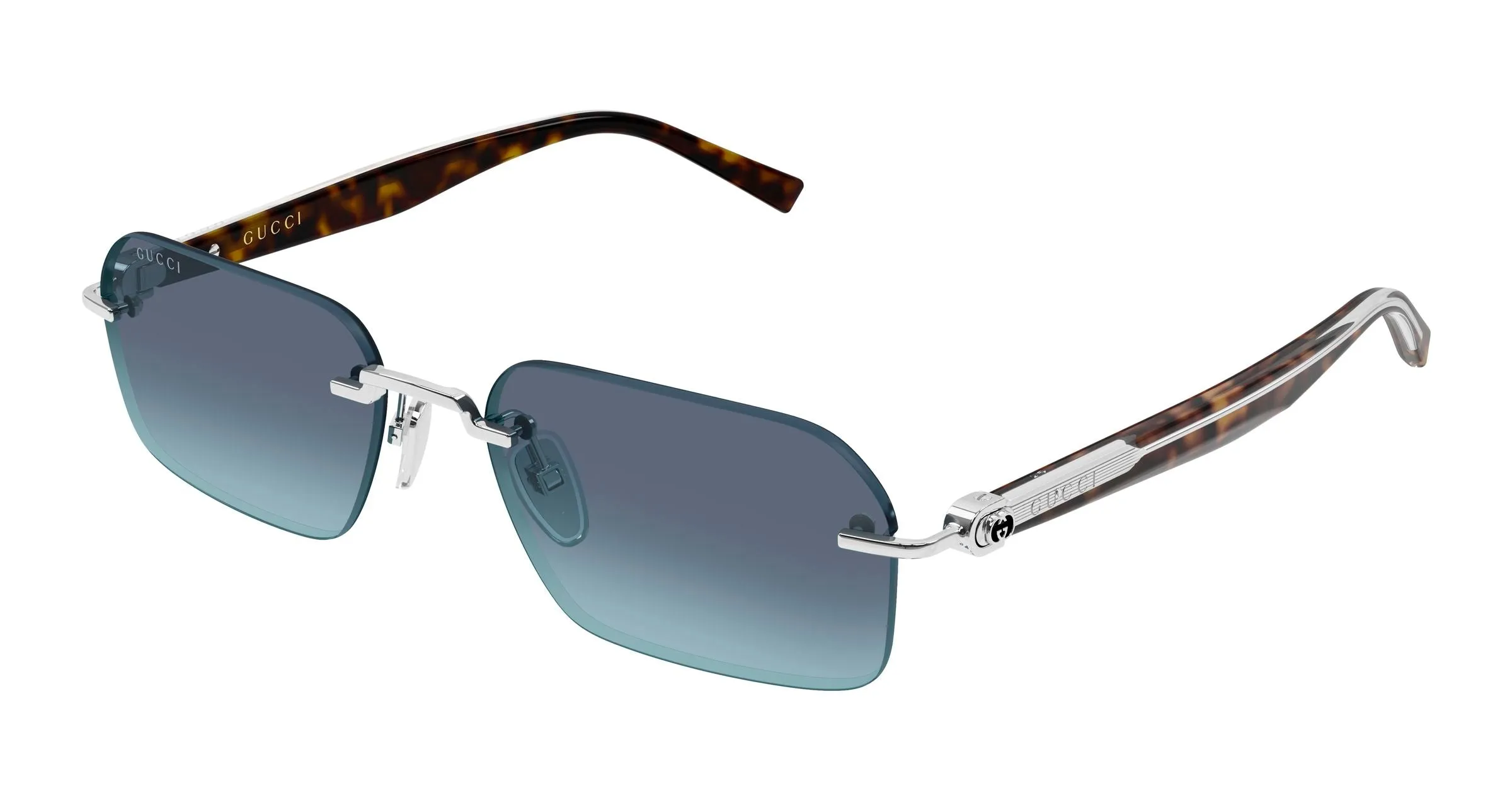 Gucci GG2259S 004 Occhiali da sole Metallo Argento Grigio Squadrata Sfumato - immagine 1