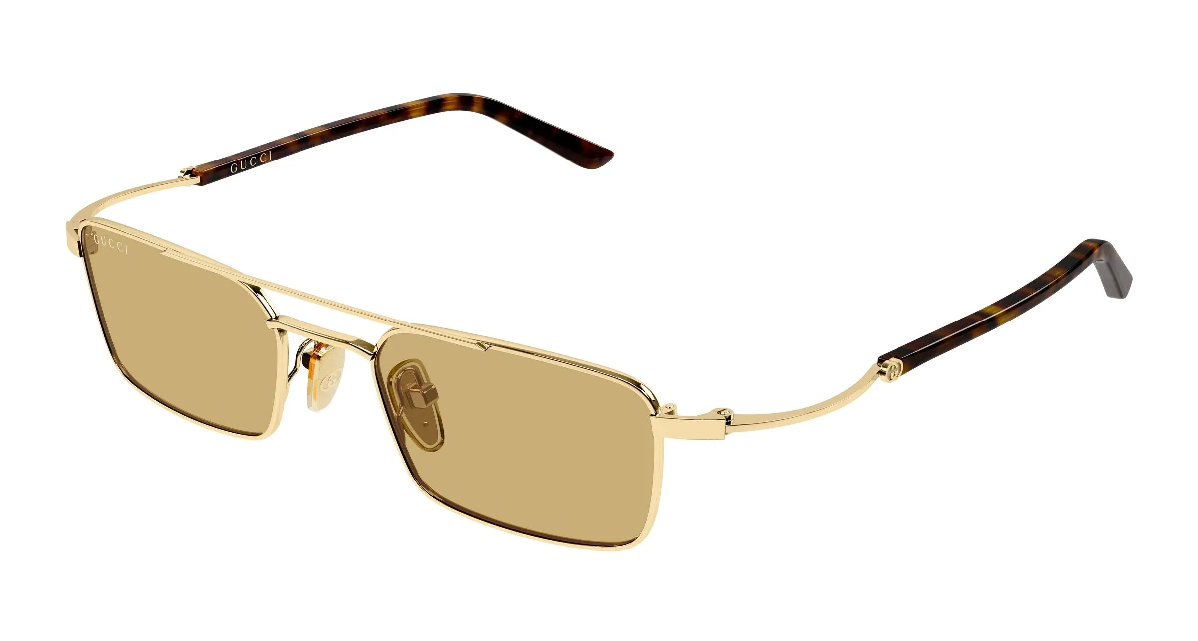 Gucci GG2258S 003 Occhiali da sole Metallo Oro Marrone Squadrata - immagine 1