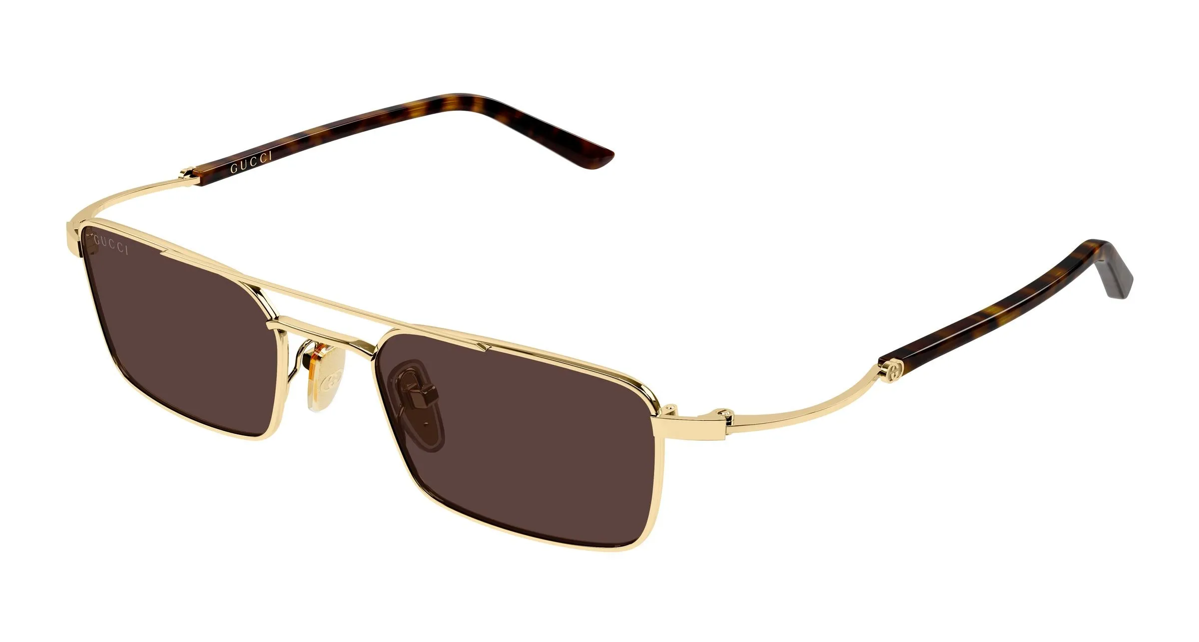 Gucci GG2258S 002 Occhiali da sole Metallo Oro Marrone Squadrata - immagine 1