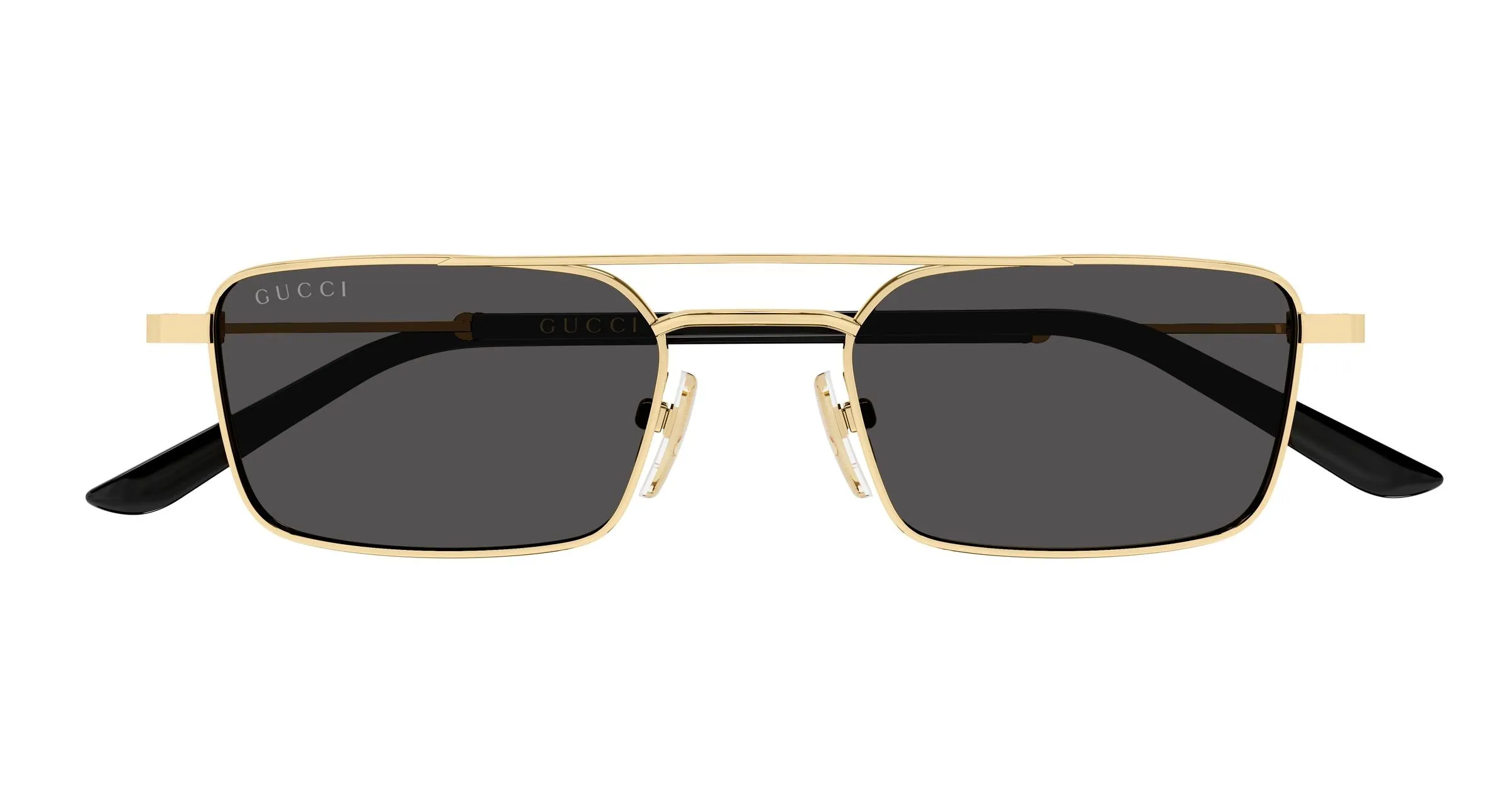 Gucci GG2258S 001 Occhiali da sole Metallo Oro Grigio Squadrata - immagine 2