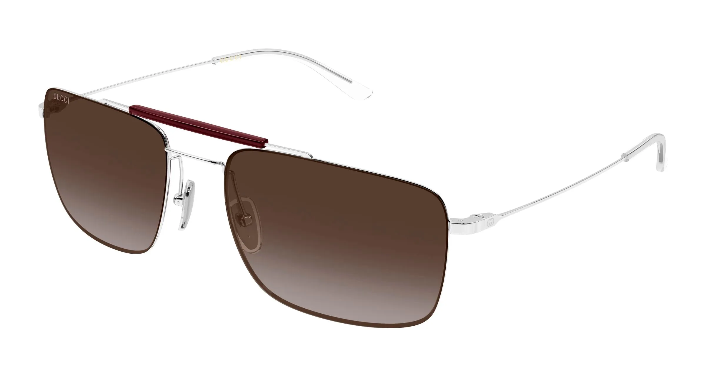 Gucci GG2256SA 004 Occhiali da sole Metallo Argento Marrone Squadrata Sfumato - immagine 1