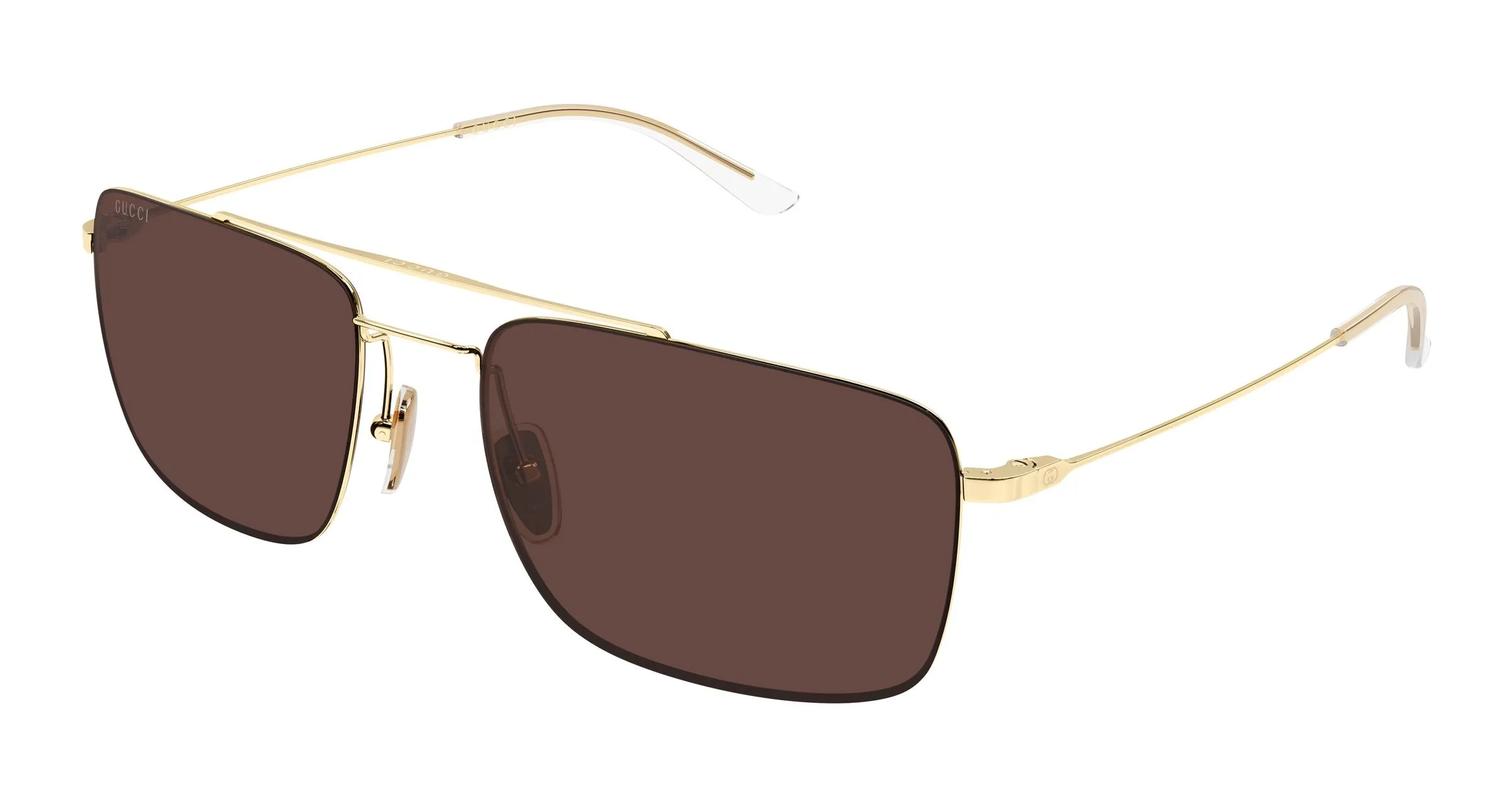 Gucci GG2256SA 003 Occhiali da sole Metallo Oro Marrone Squadrata - immagine 1