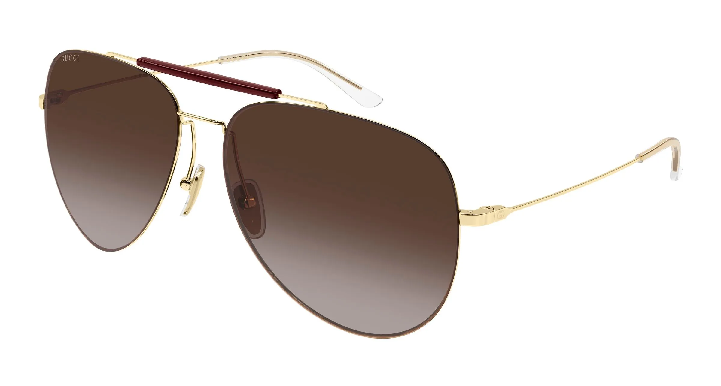 Gucci GG2255S 003 Occhiali da sole Metallo Oro Marrone Pilot Sfumato - immagine 1
