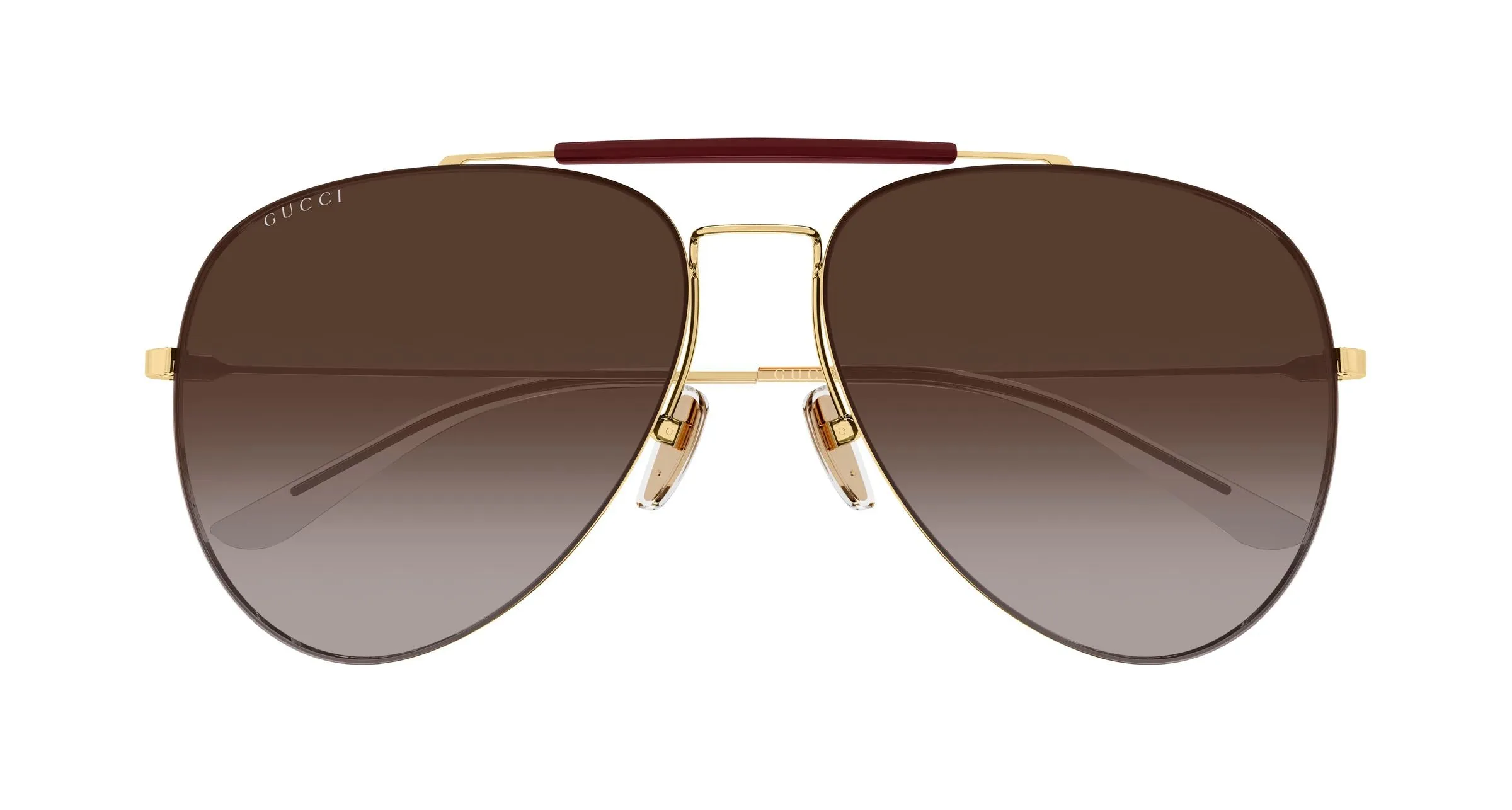 Gucci GG2255S 003 Occhiali da sole Metallo Oro Marrone Pilot Sfumato - immagine 2