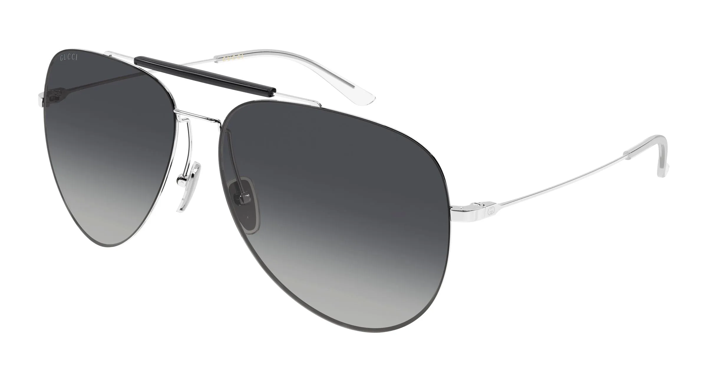 Gucci GG2255S 002 Occhiali da sole Metallo Argento Grigio Pilot Sfumato - immagine 1