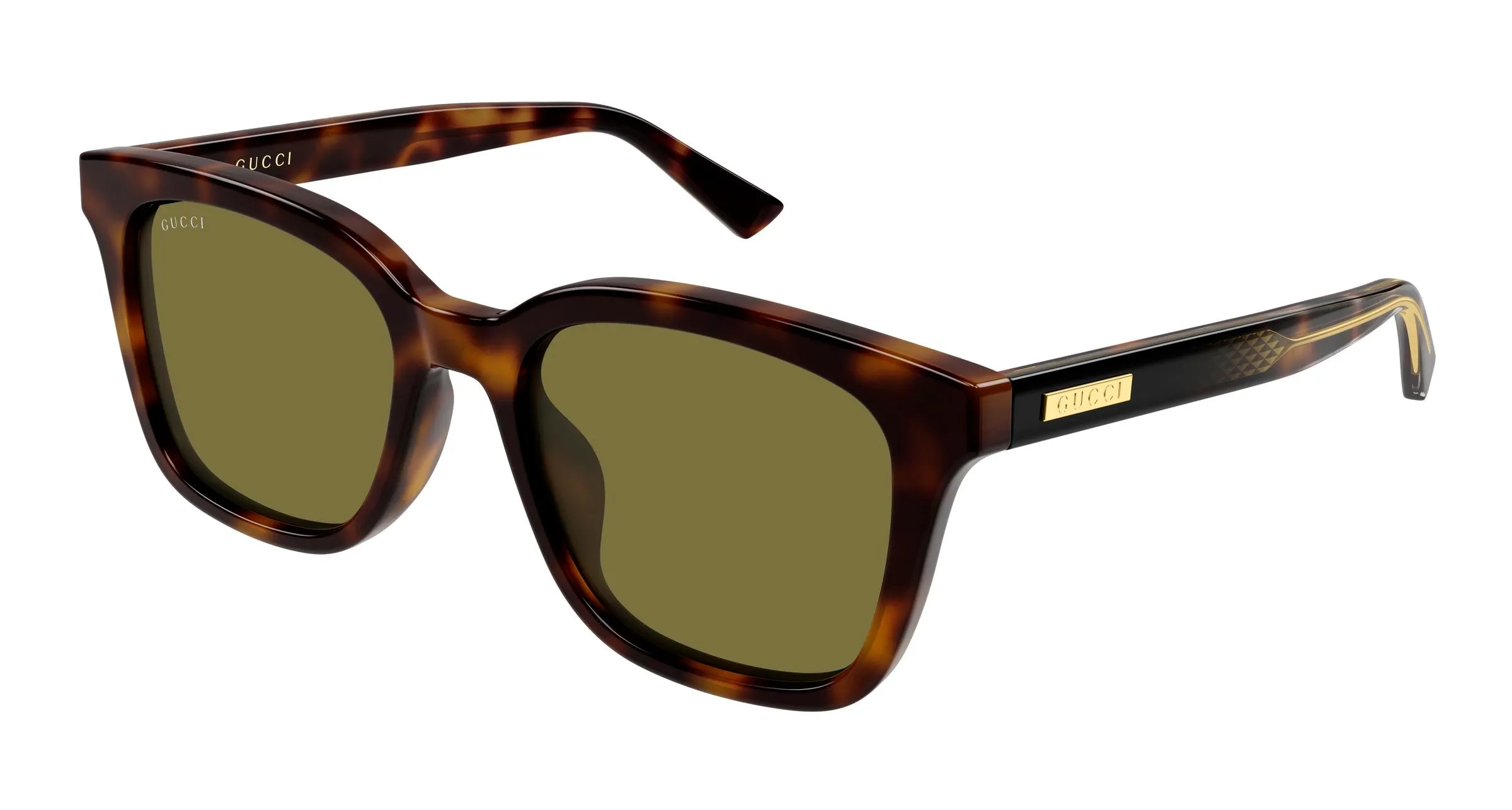 Gucci GG2251SA 002 Occhiali da sole Acetato Havana Verde Squadrata - immagine 1