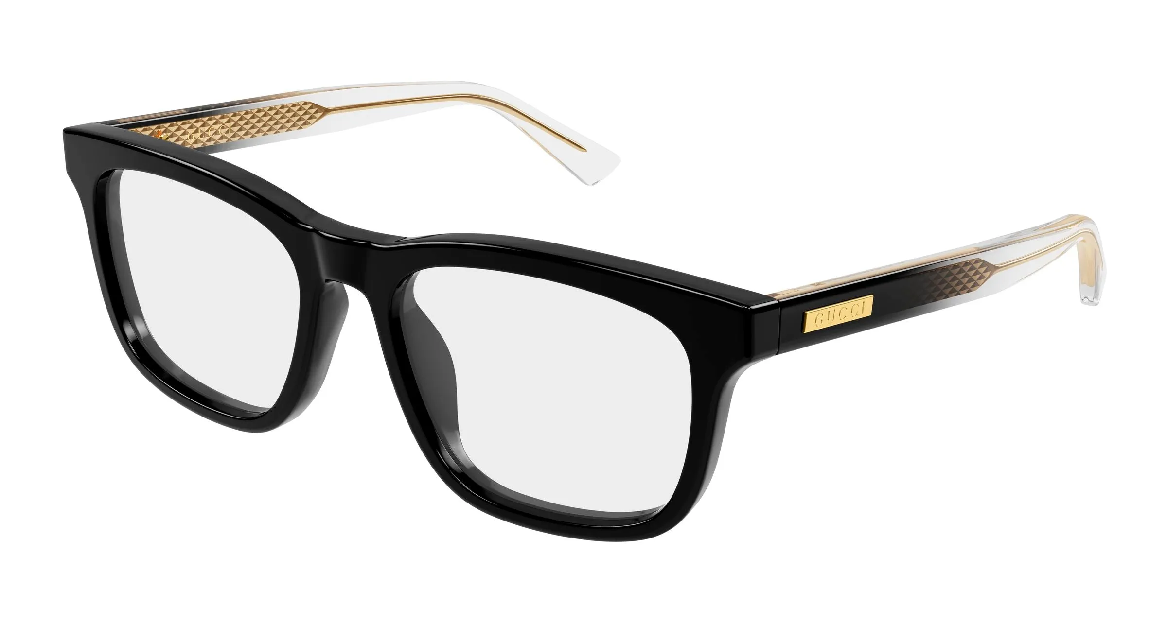 Gucci GG2250OL 003 Montature da vista Acetato Nero Trasparente Squadrata - immagine 1