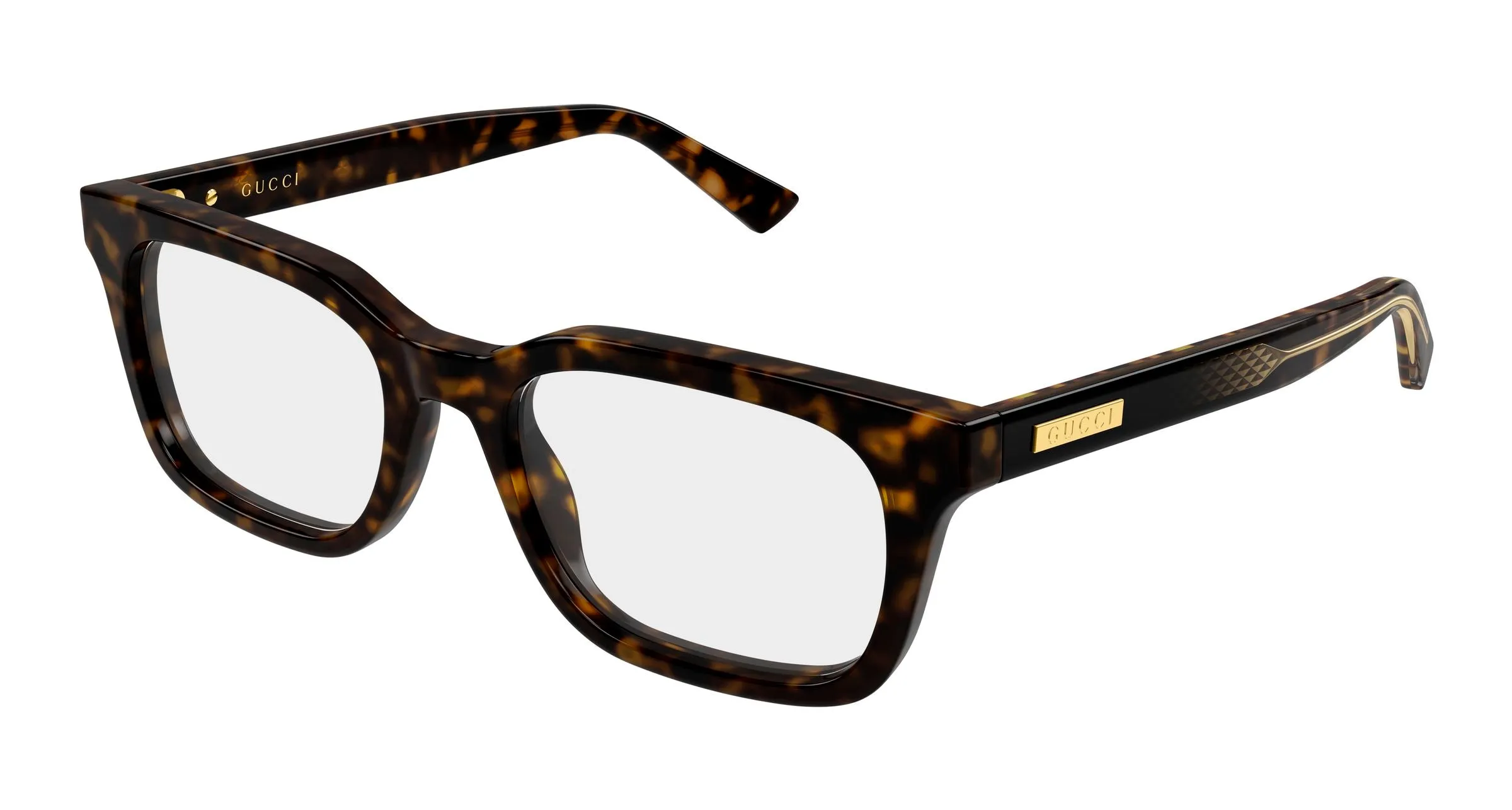 Gucci GG2249O 002 Montature da vista Acetato Havana Trasparente Squadrata - immagine 1