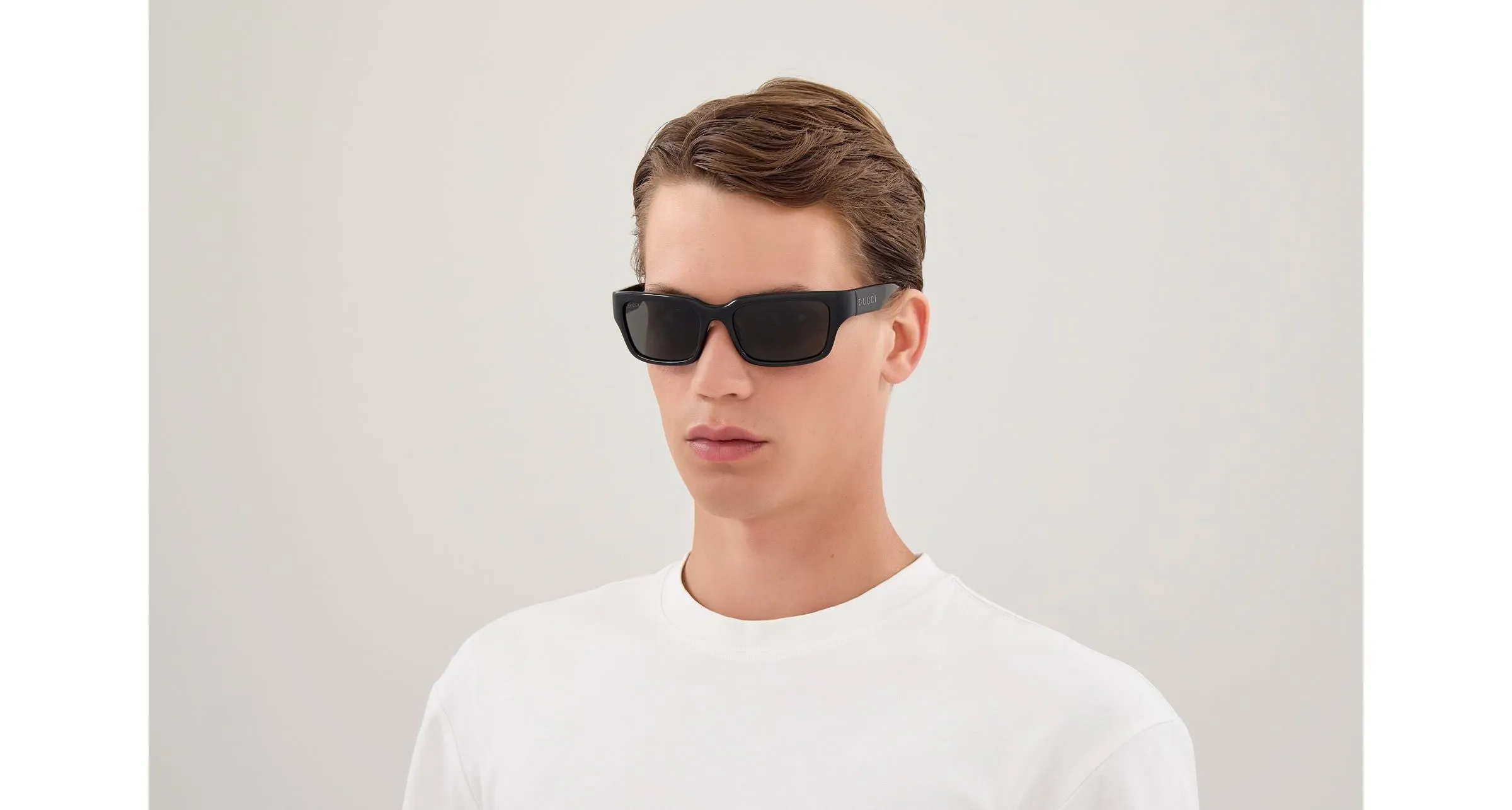 Gucci GG2240S 005 Occhiali da sole Iniettato Nero Grigio Squadrata - immagine 3