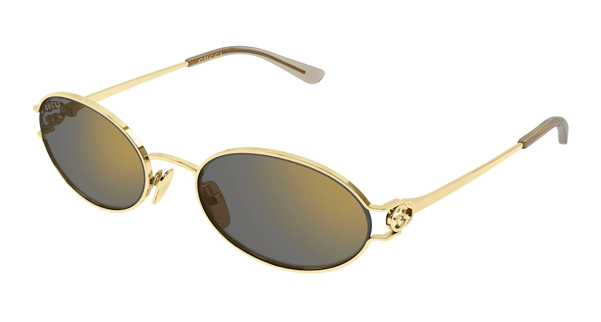 Gucci GG2233S 003 Occhiali da sole Metallo Oro Grigio Rotonda Specchiato - immagine 1
