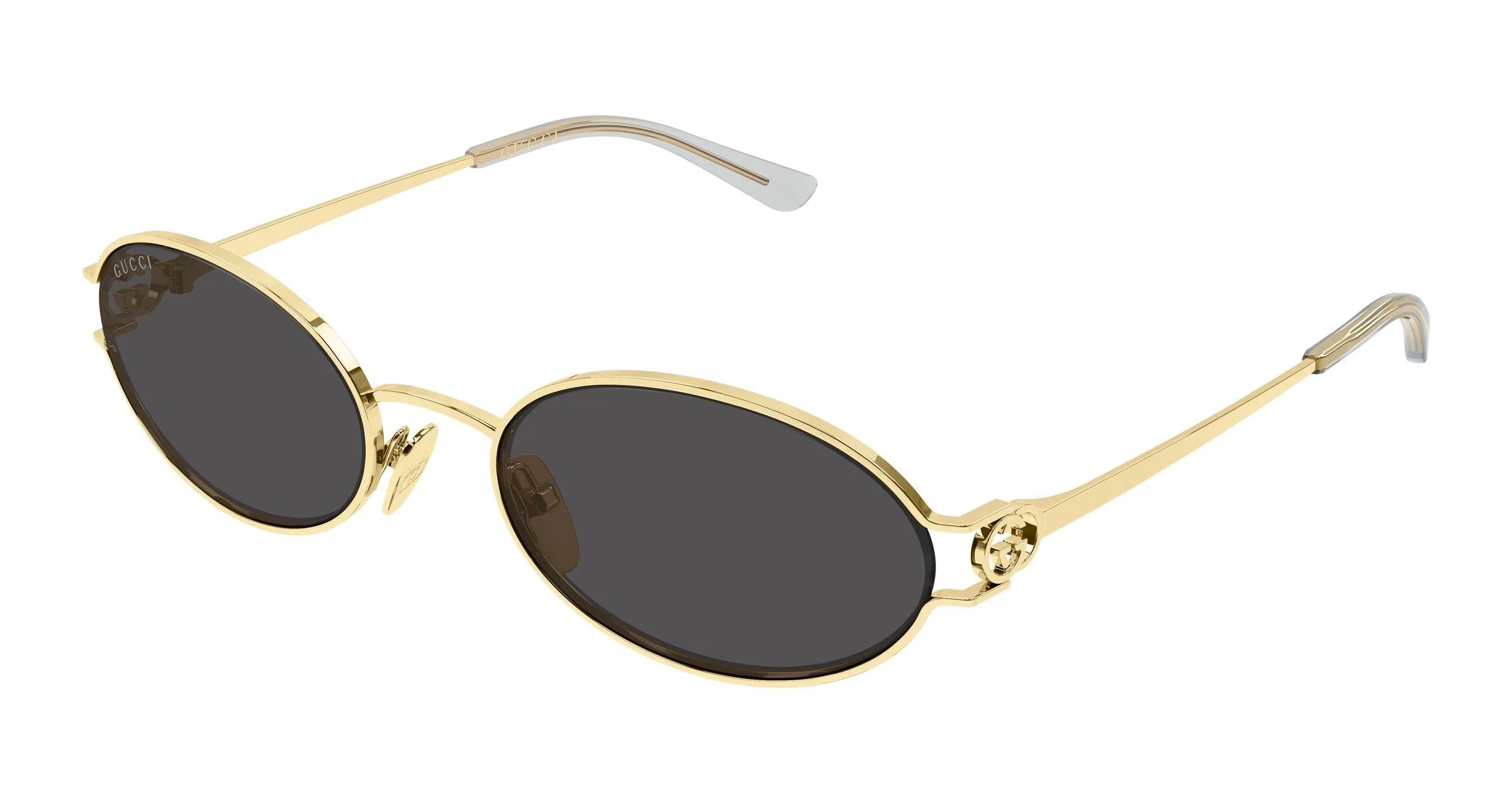 Gucci GG2233S 001 Occhiali da sole Metallo Oro Grigio Rotonda - immagine 1