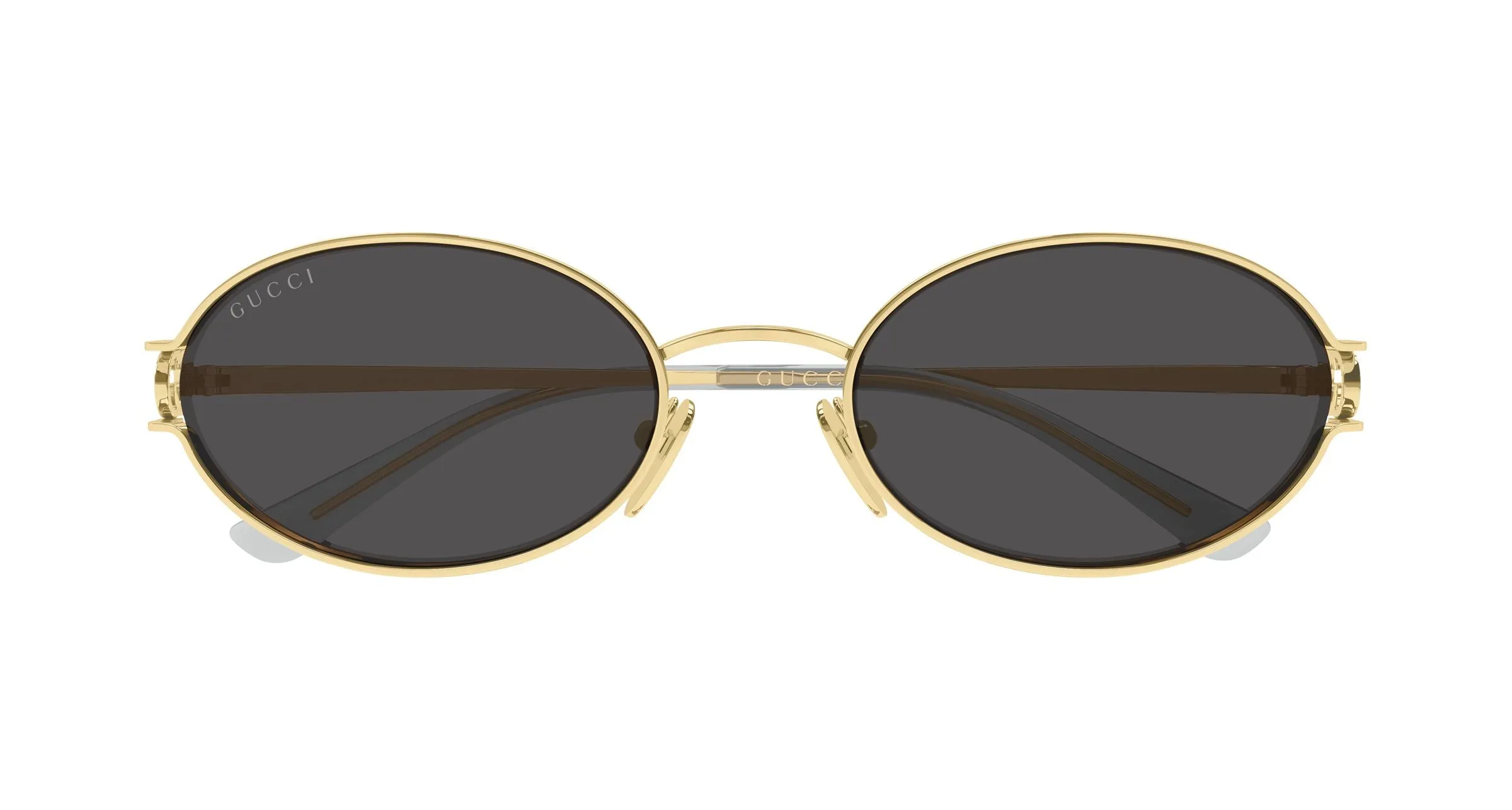 Gucci GG2233S 001 Occhiali da sole Metallo Oro Grigio Rotonda - immagine 2