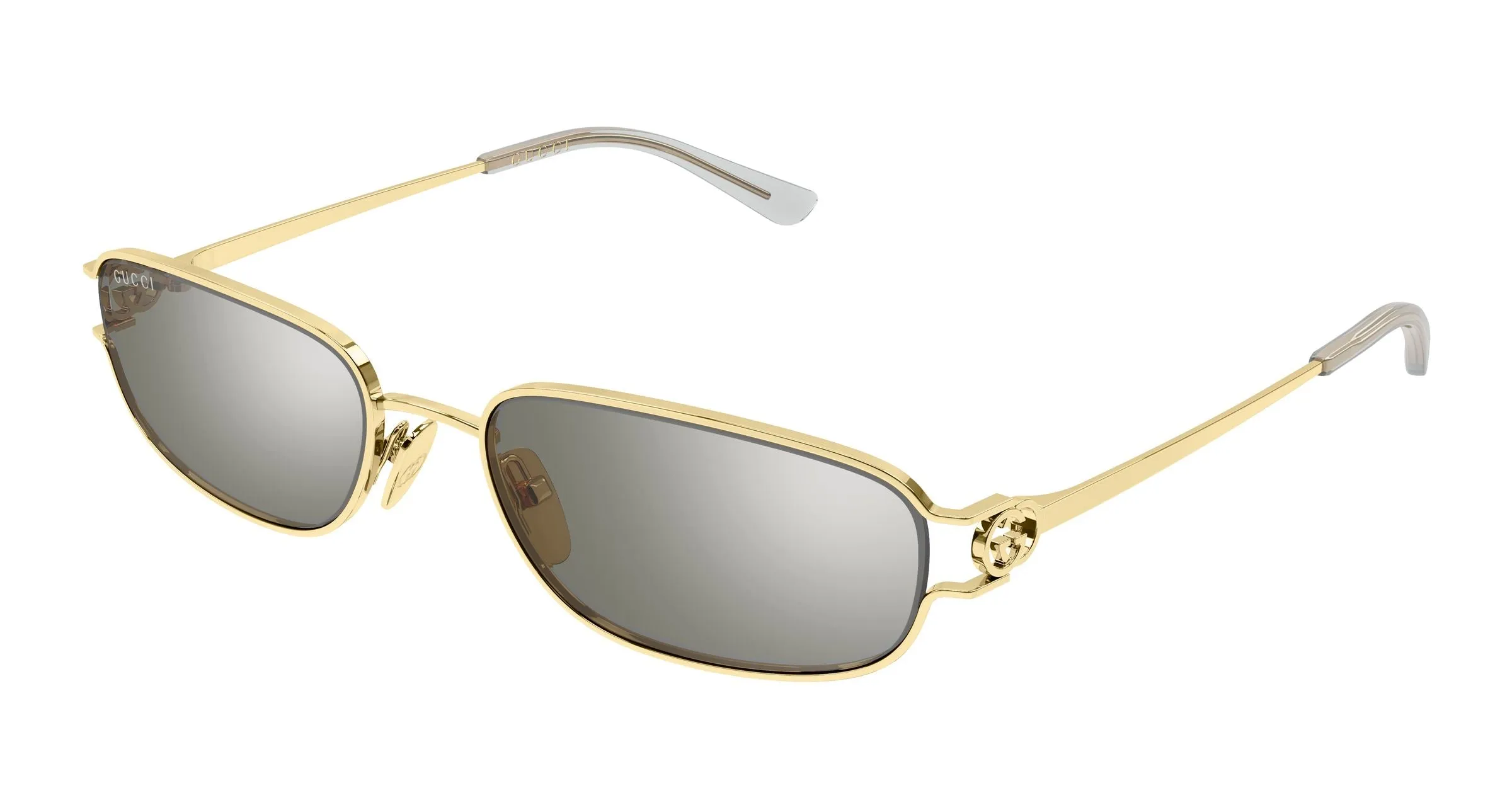 Gucci GG2232S 003 Occhiali da sole Metallo Oro Grigio Squadrata Flash - immagine 1