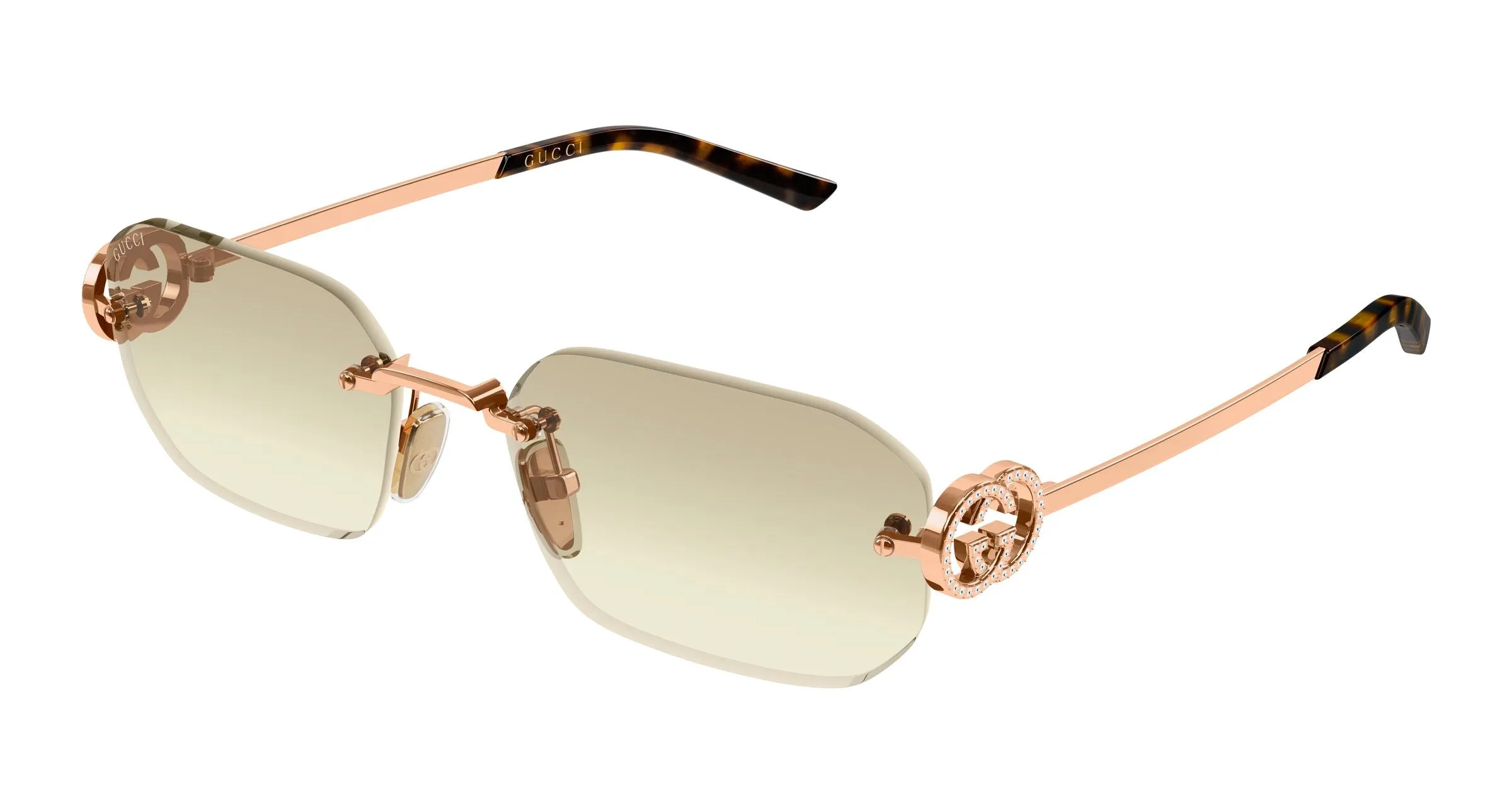 Gucci GG2228S 004 Occhiali da sole Metallo Oro Marrone Squadrata Sfumato - immagine 1