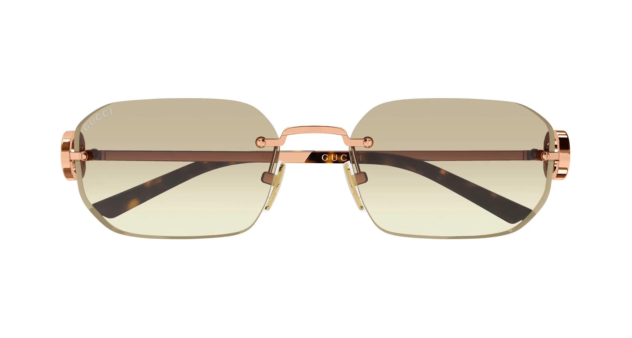 Gucci GG2228S 004 Occhiali da sole Metallo Oro Marrone Squadrata Sfumato - immagine 2