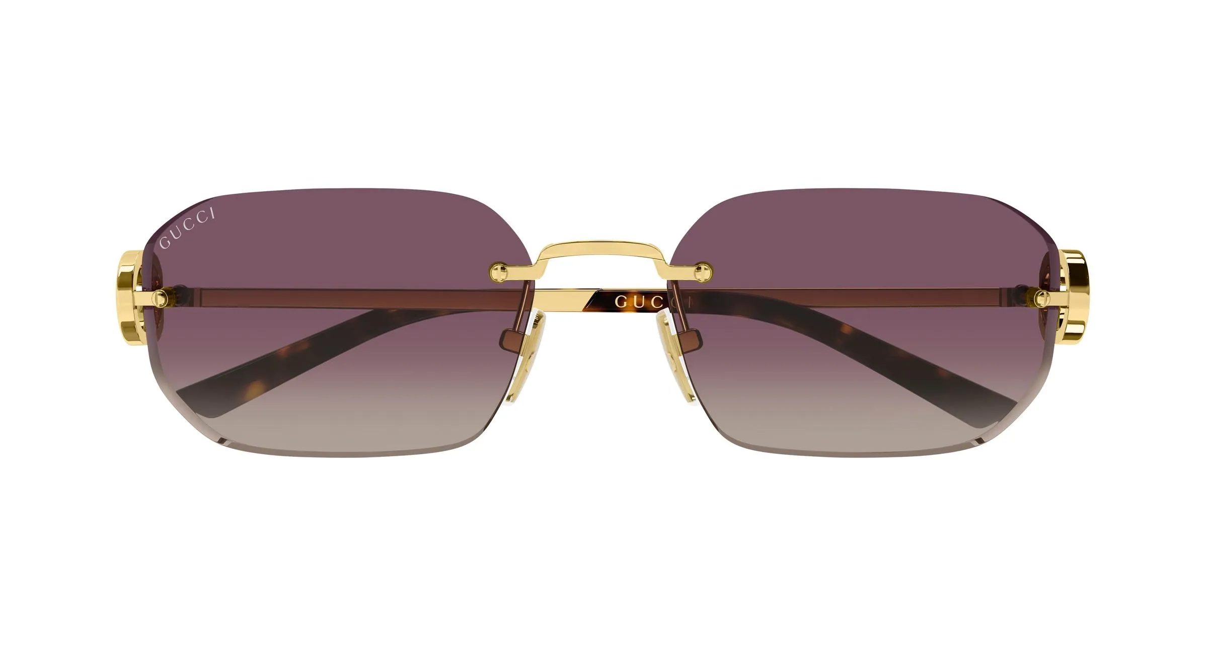 Gucci GG2228S 003 Occhiali da sole Metallo Oro Rosso Squadrata Sfumato - immagine 2