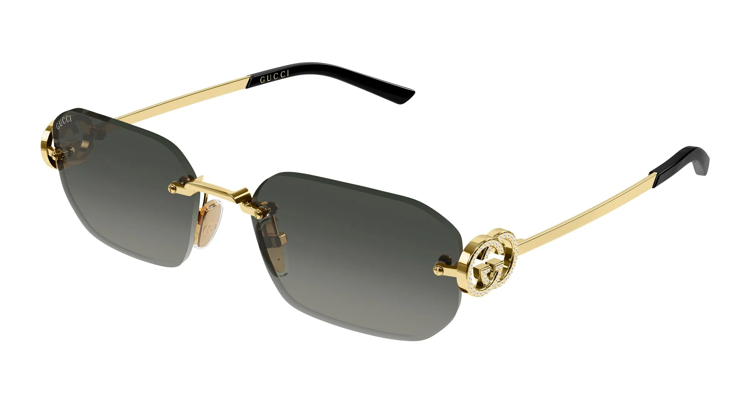 Gucci GG2228S 002 Occhiali da sole Metallo Oro Grigio Squadrata Sfumato - immagine 1