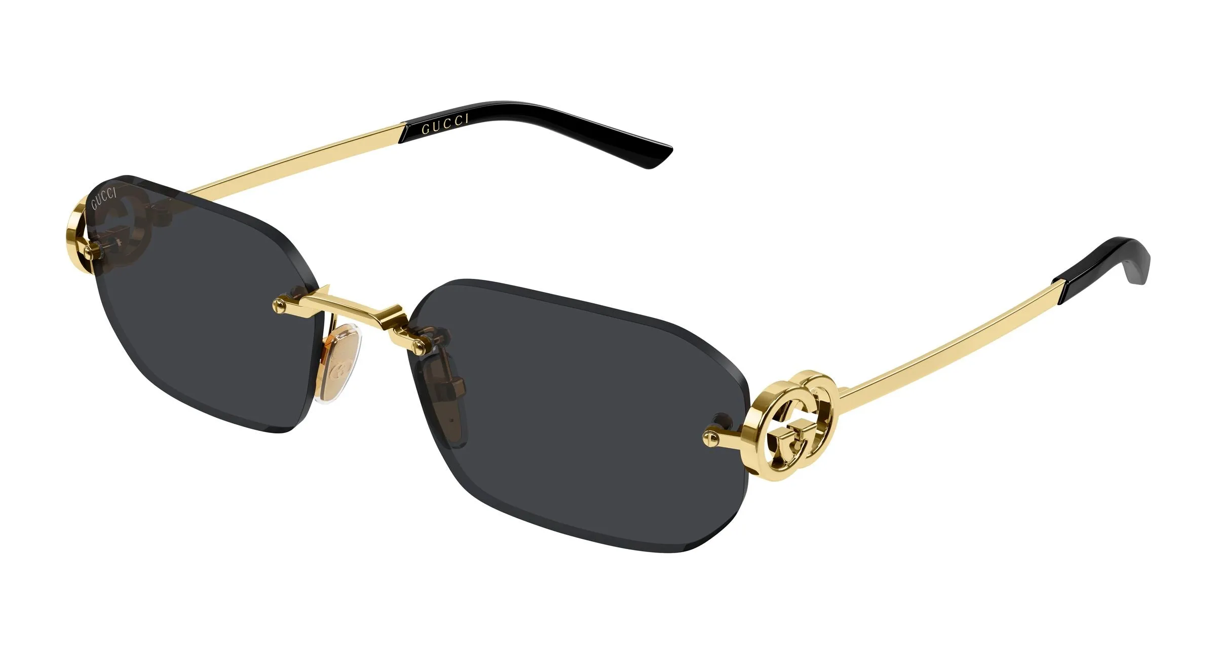 Gucci GG2228S 001 Occhiali da sole Metallo Oro Grigio Squadrata - immagine 1