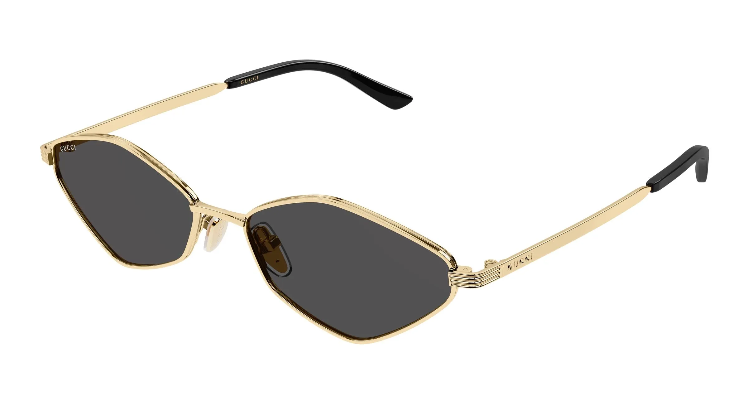 Gucci GG2222S 001 Occhiali da sole Metallo Oro Grigio Geometrica - immagine 1