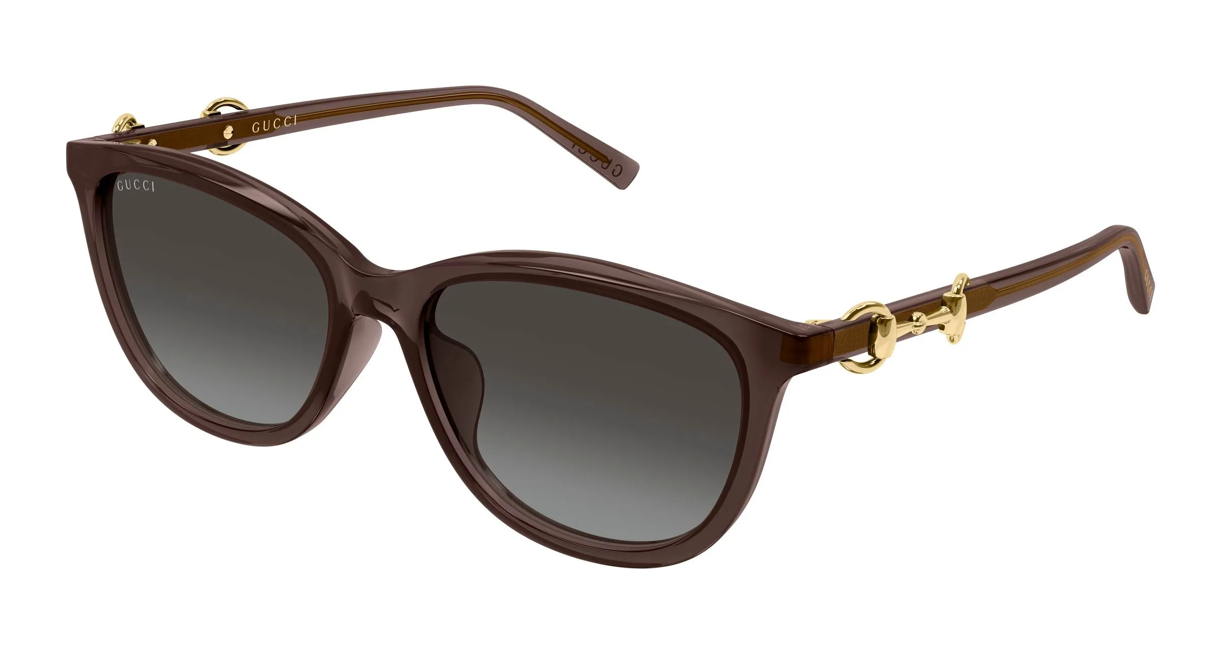 Gucci GG2220SK 003 Occhiali da sole Acetato Marrone Grigio Rotonda Sfumato - immagine 1