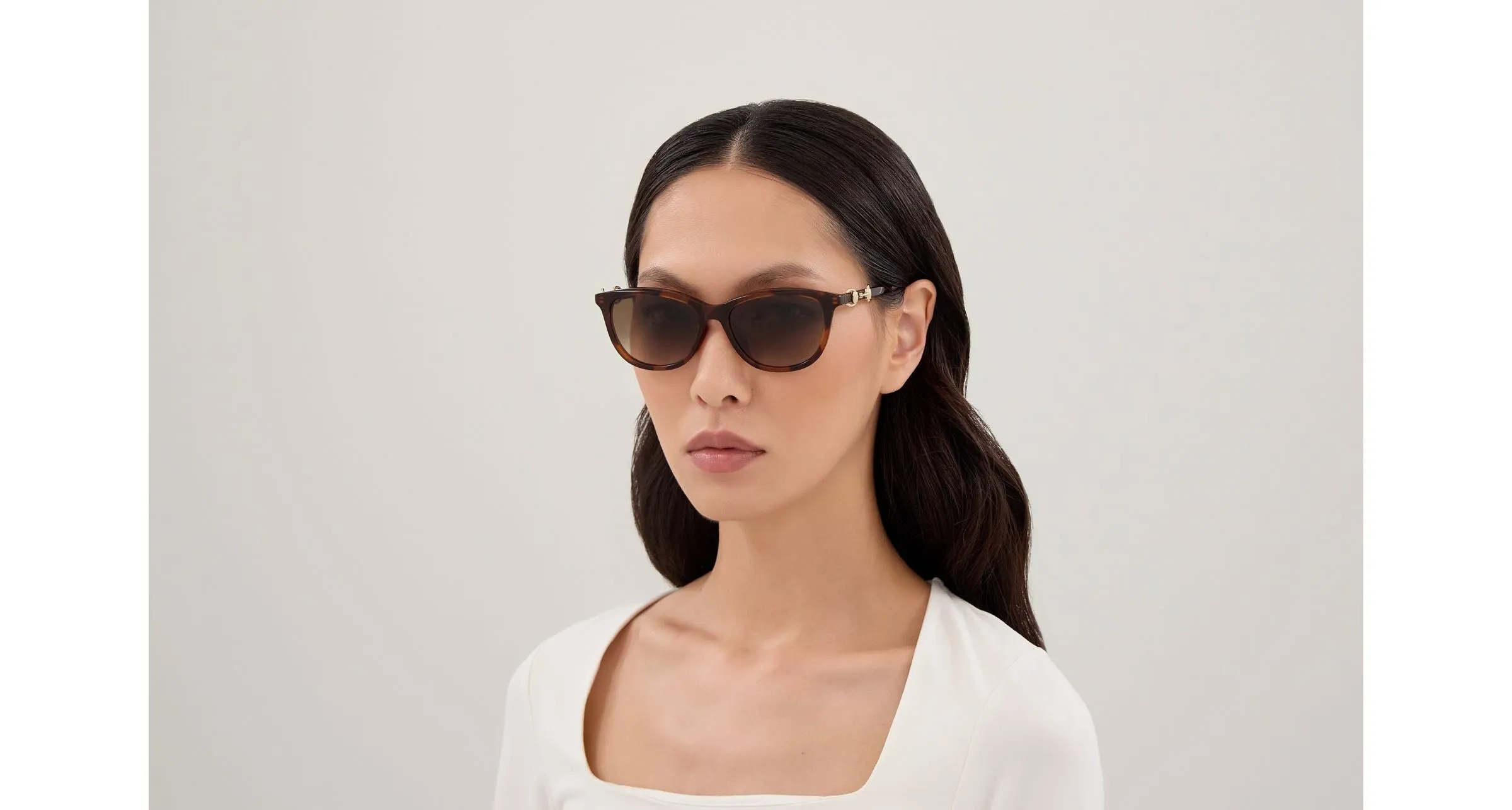 Gucci GG2220SK 002 Occhiali da sole Acetato Havana Marrone Rotonda Sfumato - immagine 3