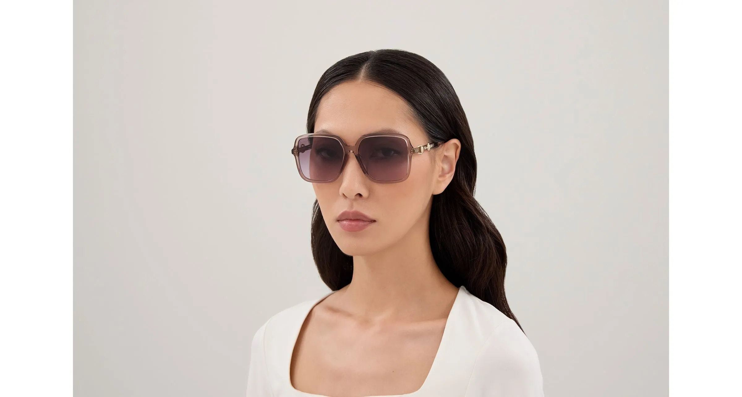 Gucci GG2219SA 004 Occhiali da sole Acetato Marrone Viola Farfalla Sfumato - immagine 2
