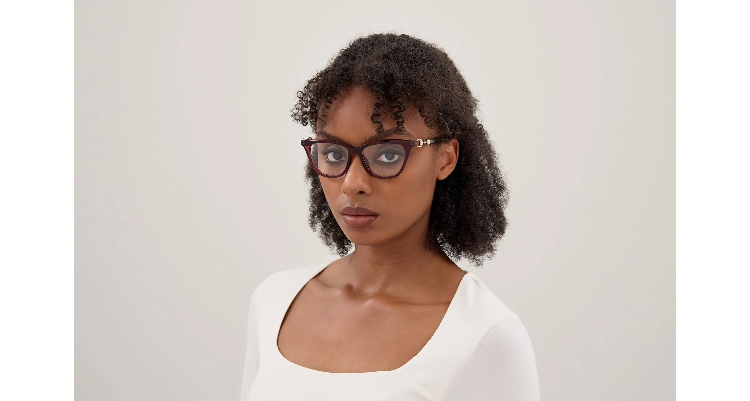 Gucci GG2218O 007 Montature da vista Acetato Bordeaux Trasparente Cat Eye - immagine 2