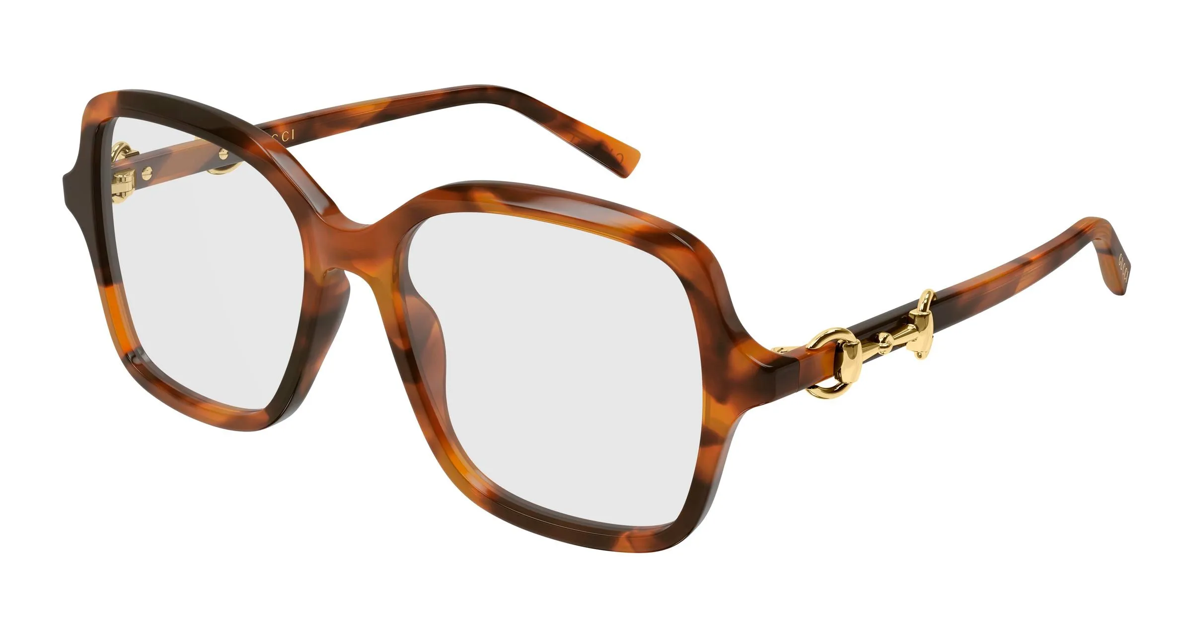 Gucci GG2217O 002 Montature da vista Acetato Havana Trasparente Farfalla - immagine 1