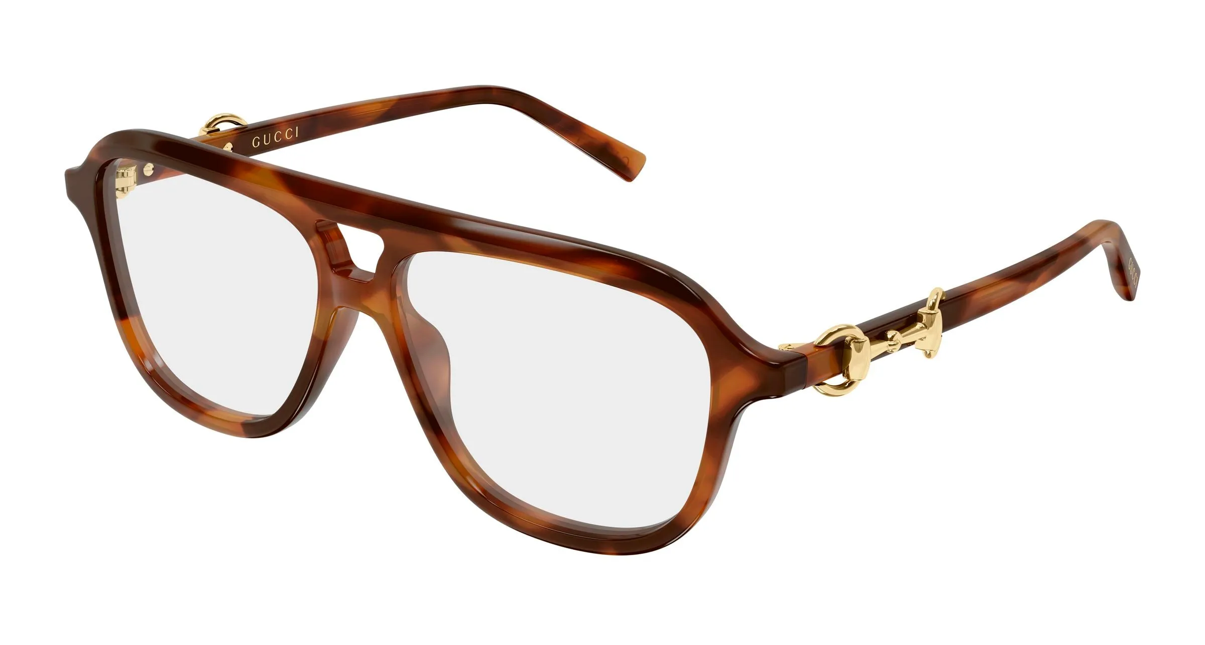 Gucci GG2216O 002 Montature da vista Acetato Havana Trasparente Pilot - immagine 1
