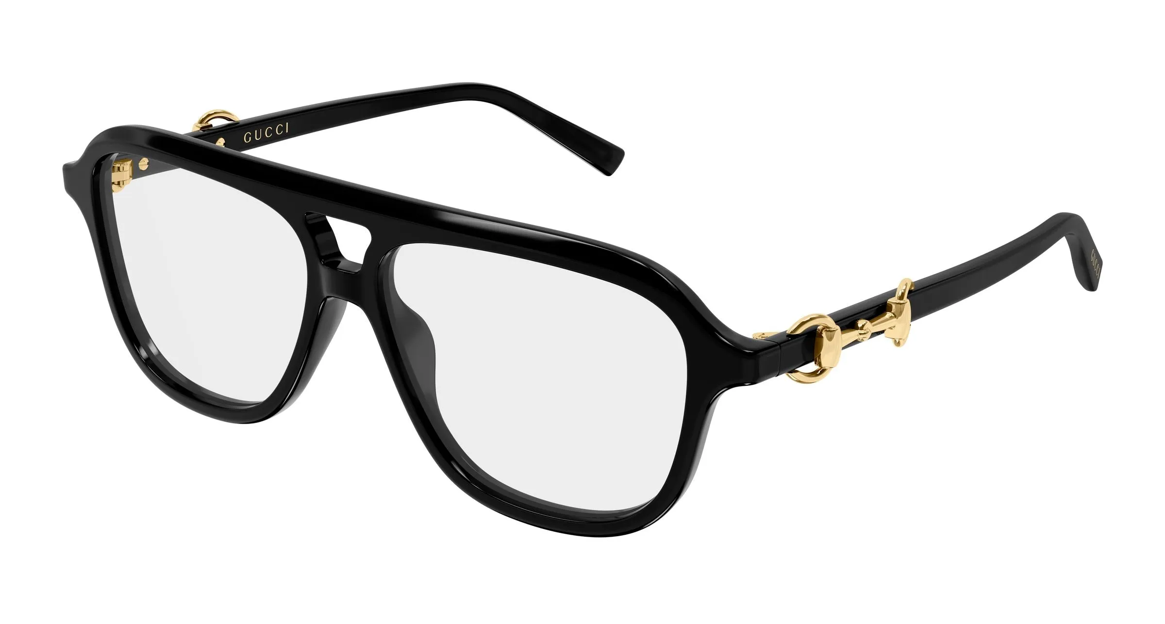 Gucci GG2216O 001 Montature da vista Acetato Nero Trasparente Pilot - immagine 1
