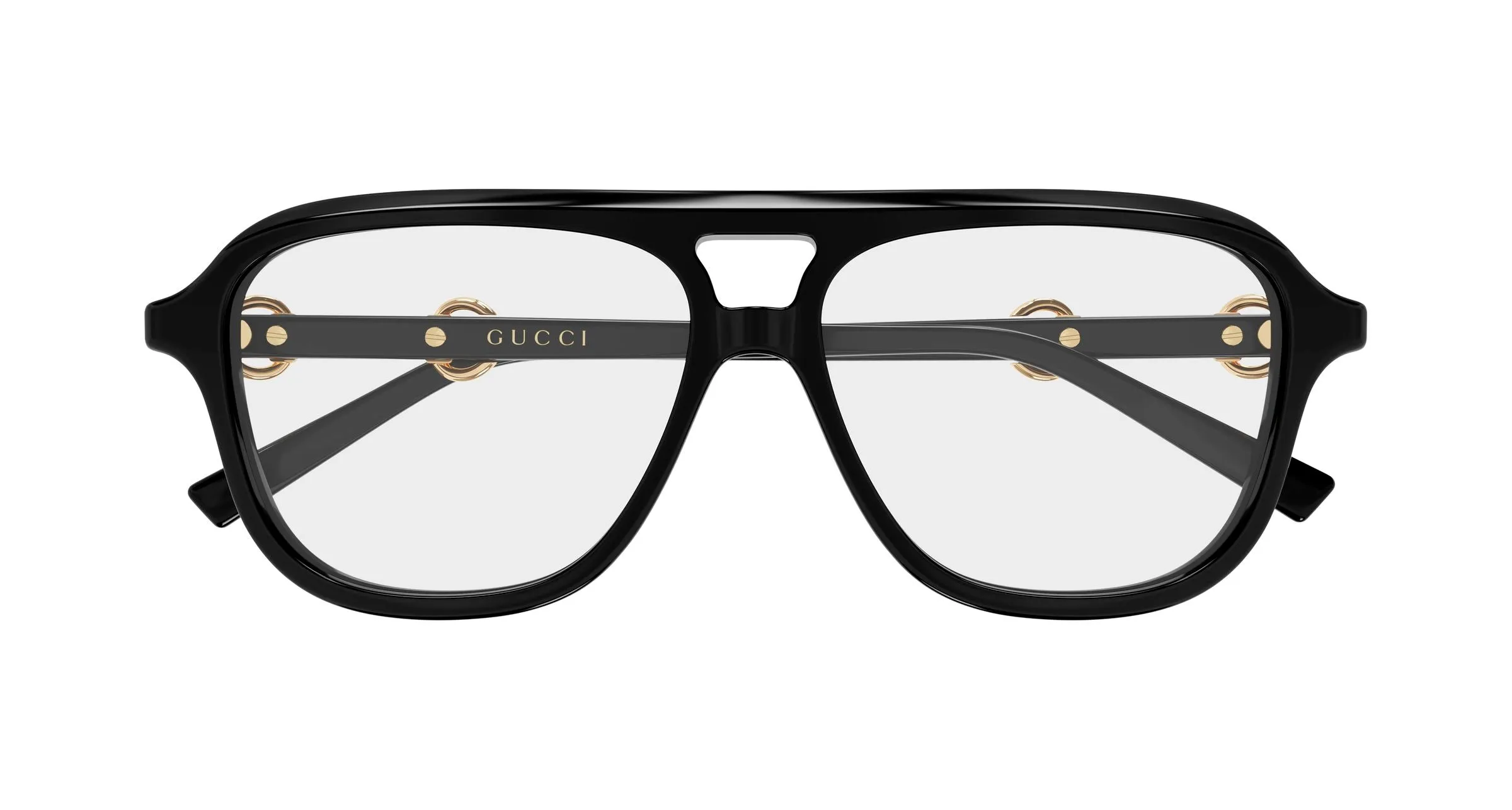 Gucci GG2216O 001 Montature da vista Acetato Nero Trasparente Pilot - immagine 2