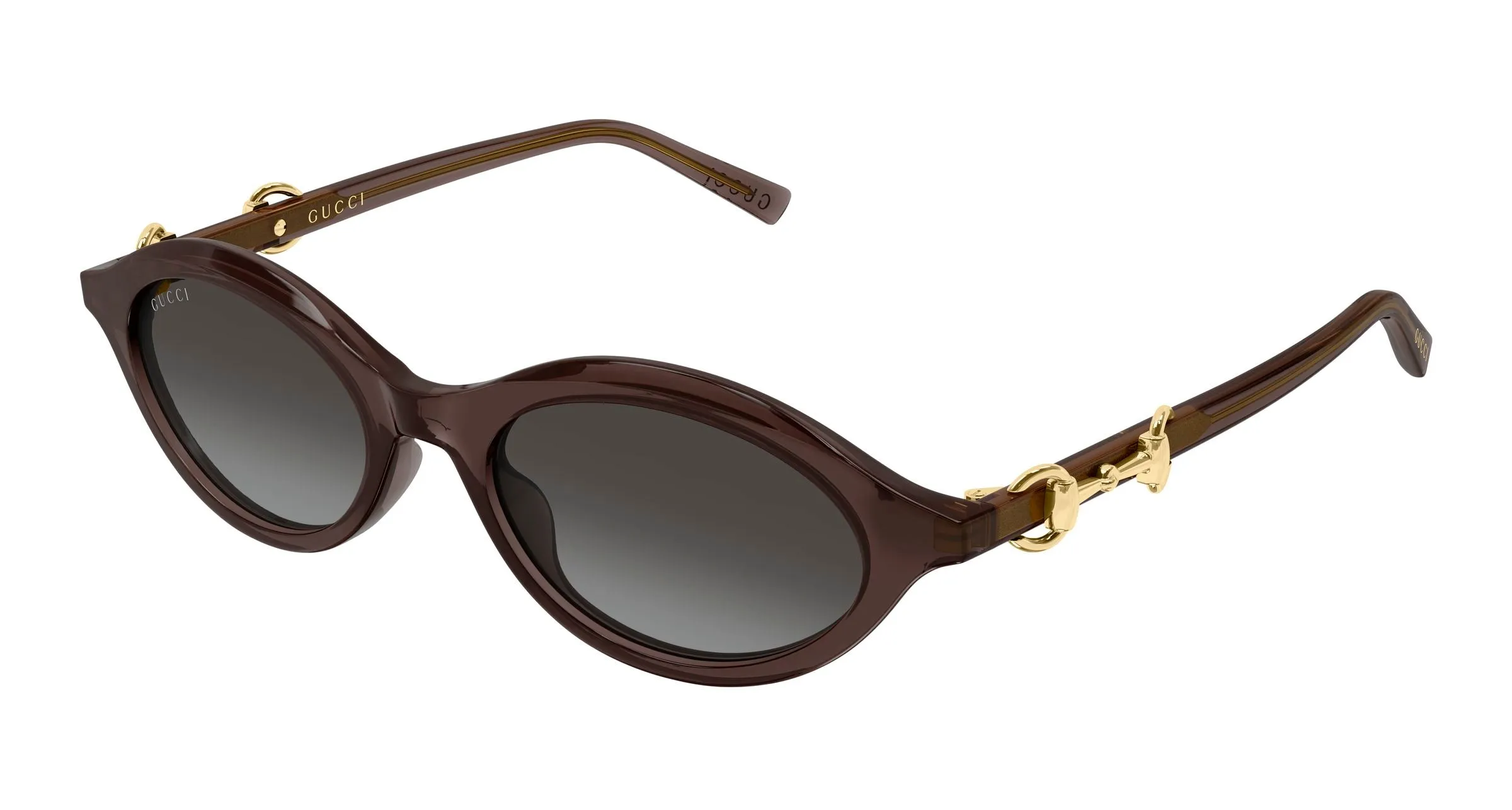 Gucci GG2215S 005 Occhiali da sole Acetato Marrone Grigio Rotonda Sfumato - immagine 1