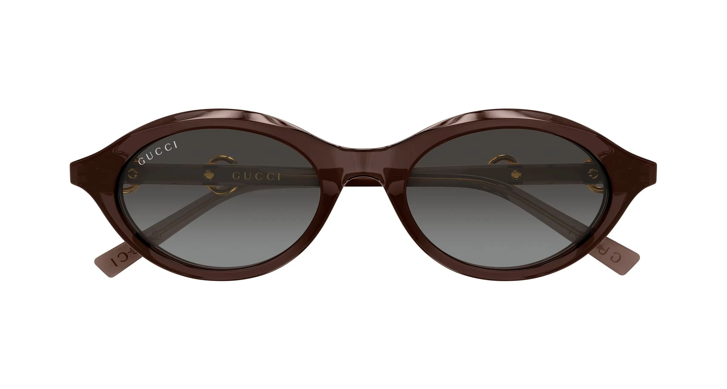 Gucci GG2215S 005 Occhiali da sole Acetato Marrone Grigio Rotonda Sfumato - immagine 2