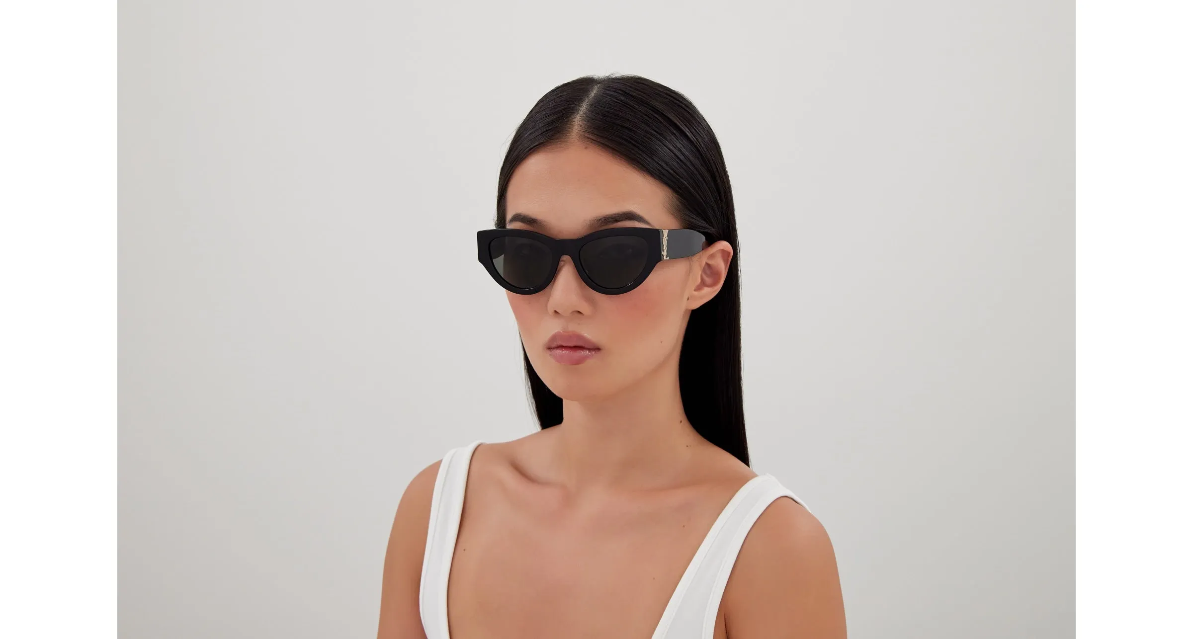 SAINT LAURENT SL M94/F 001 Occhiali da sole Acetato Nero Grigio Cat Eye - immagine 4