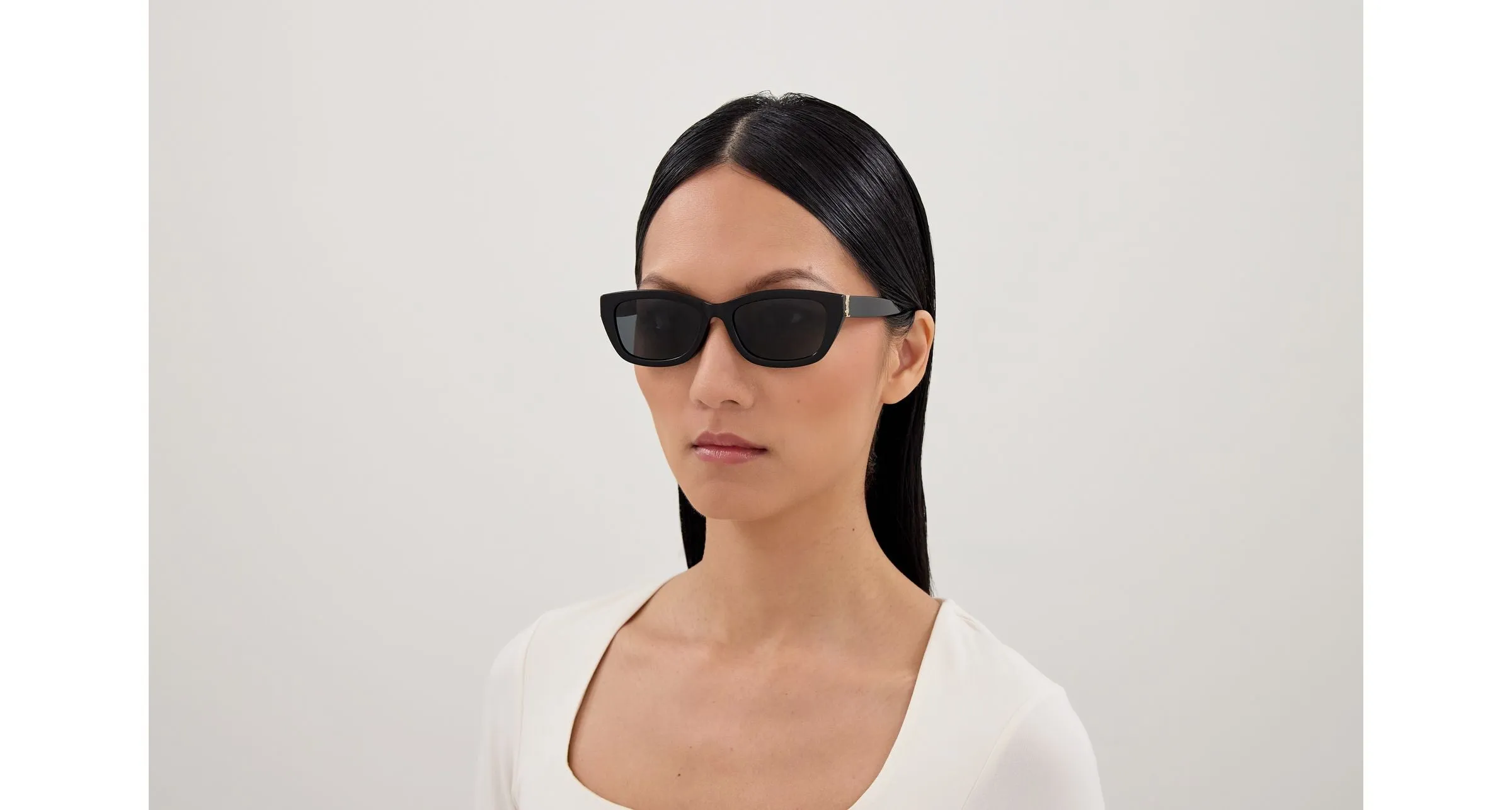 SAINT LAURENT SL M153/F 001 Occhiali da sole Acetato Nero Nero Cat Eye - immagine 4