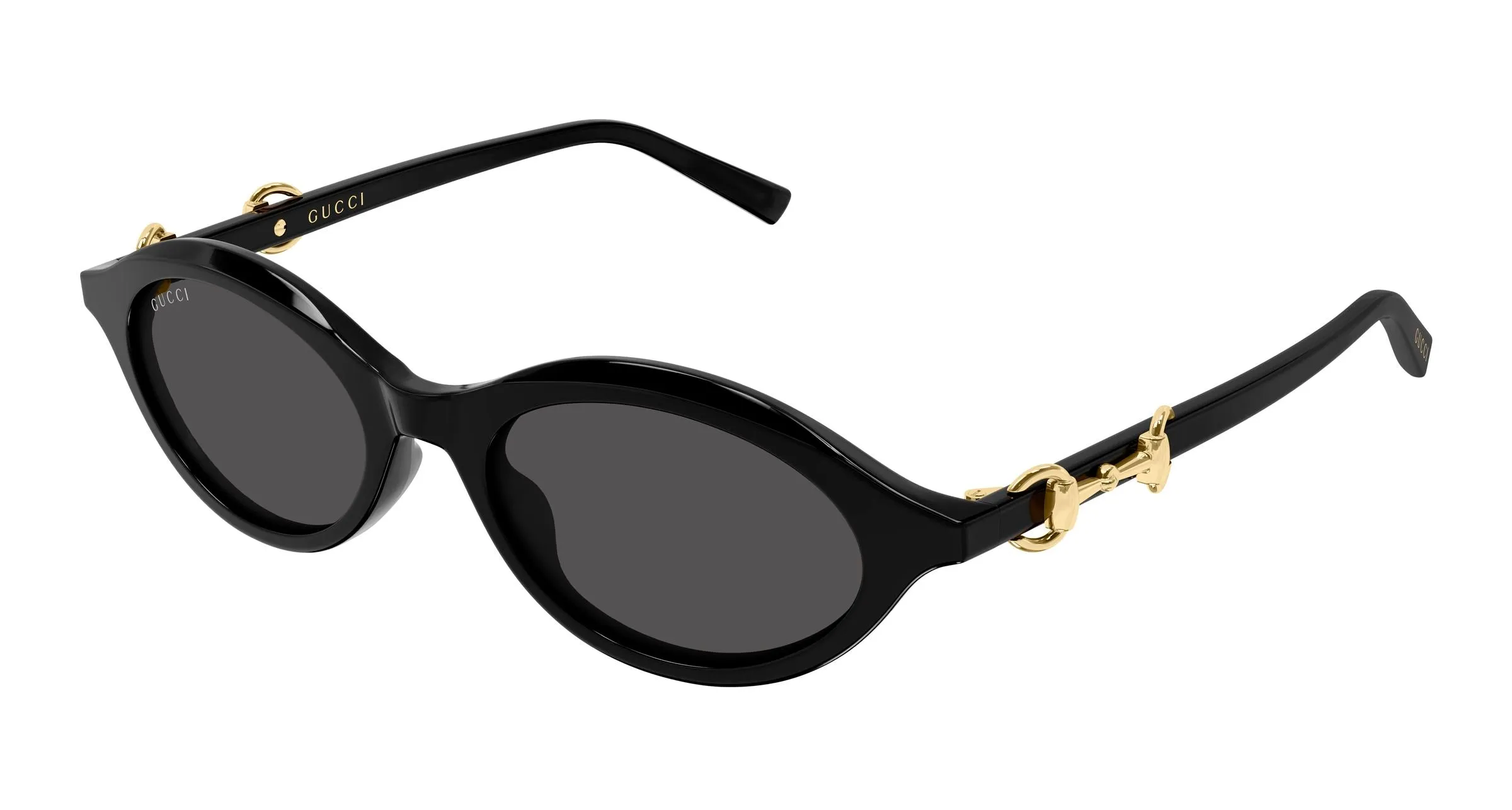 Gucci GG2215S 001 Occhiali da sole Acetato Nero Grigio Rotonda - immagine 1