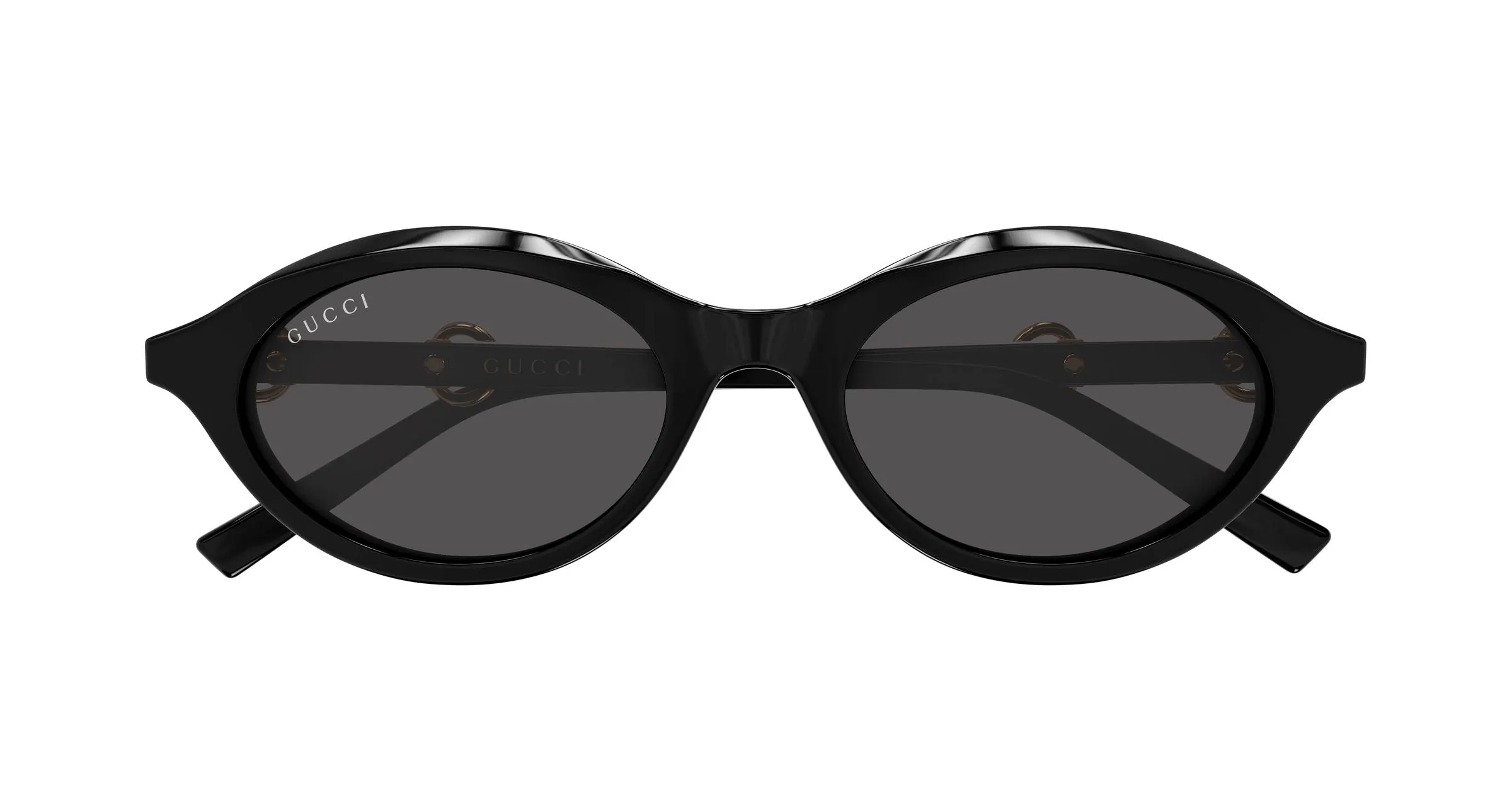 Gucci GG2215S 001 Occhiali da sole Acetato Nero Grigio Rotonda - immagine 2